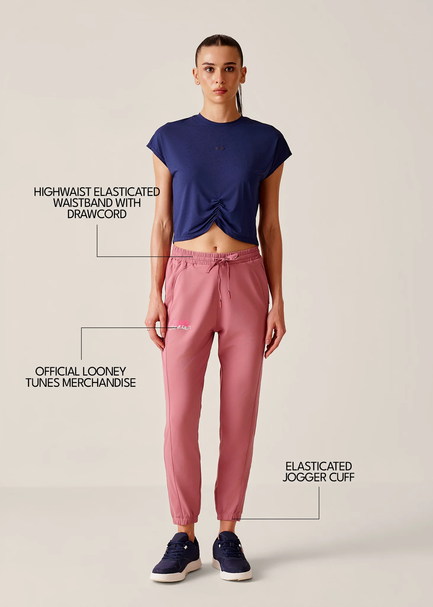 Bugs Bunny High waisted Joggers - Rose Pink - Image 3