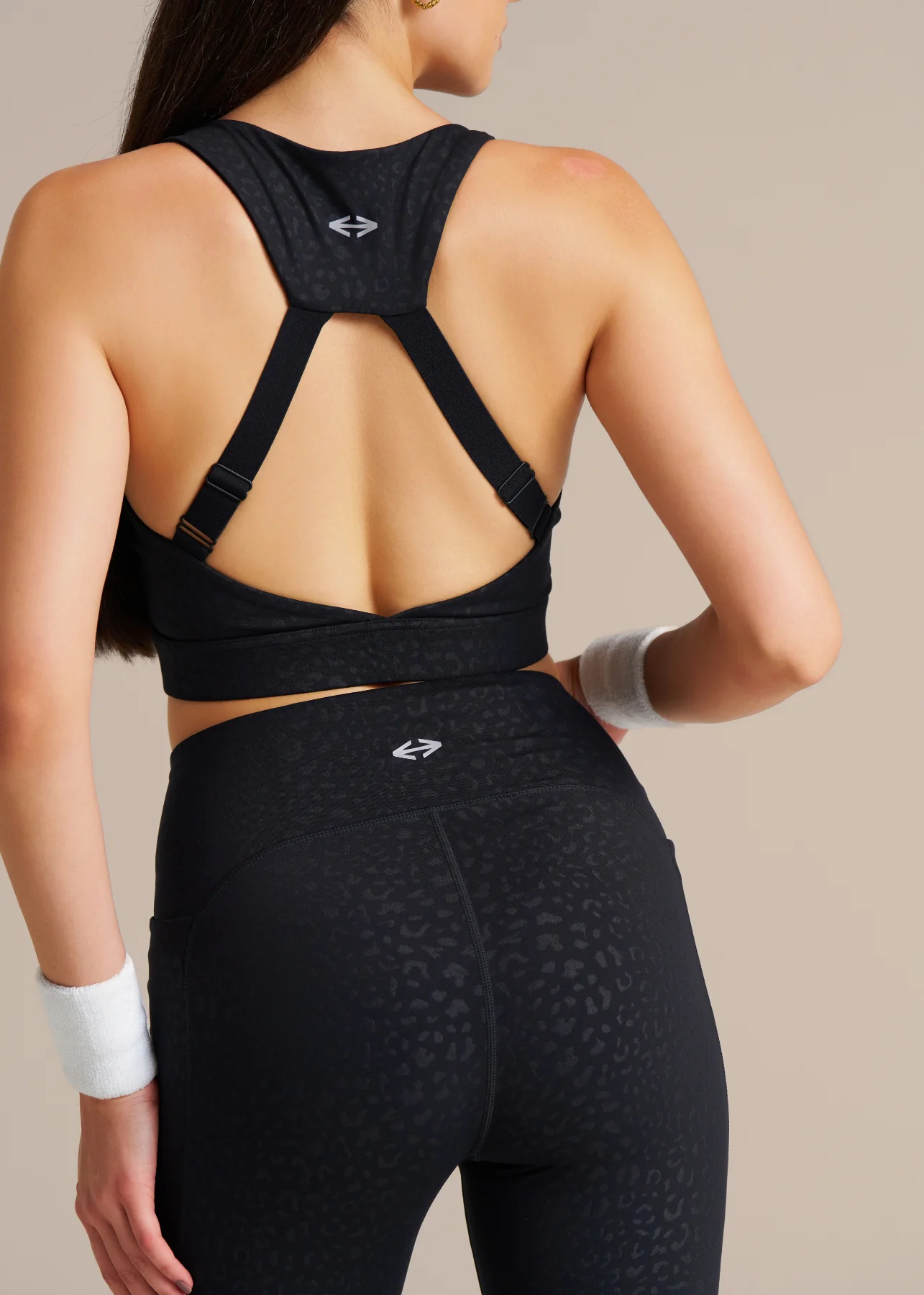 Leopard Embossed Sports Bra - Black - Image 2
