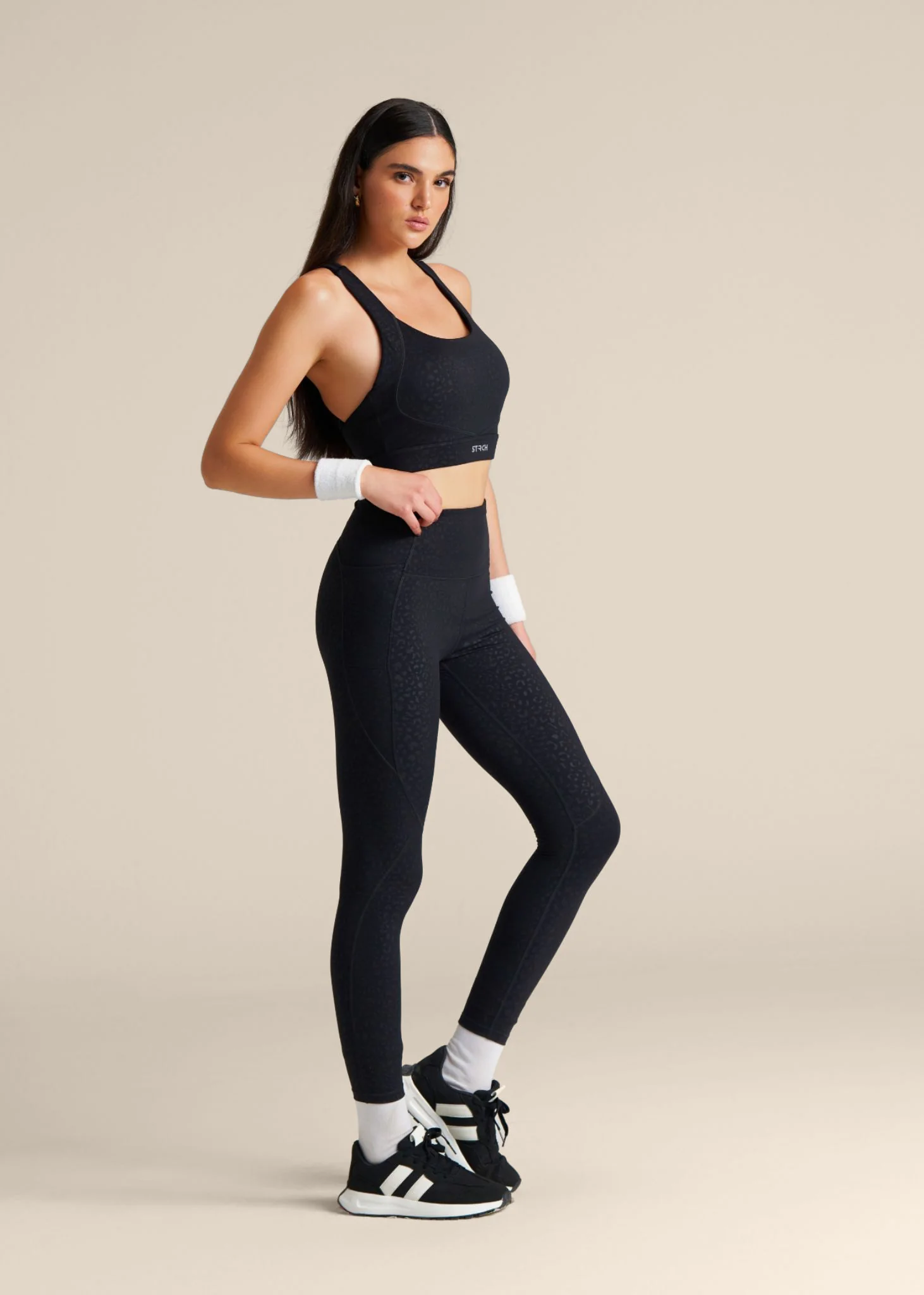 Leopard Embossed Sports Bra - Black - Image 4