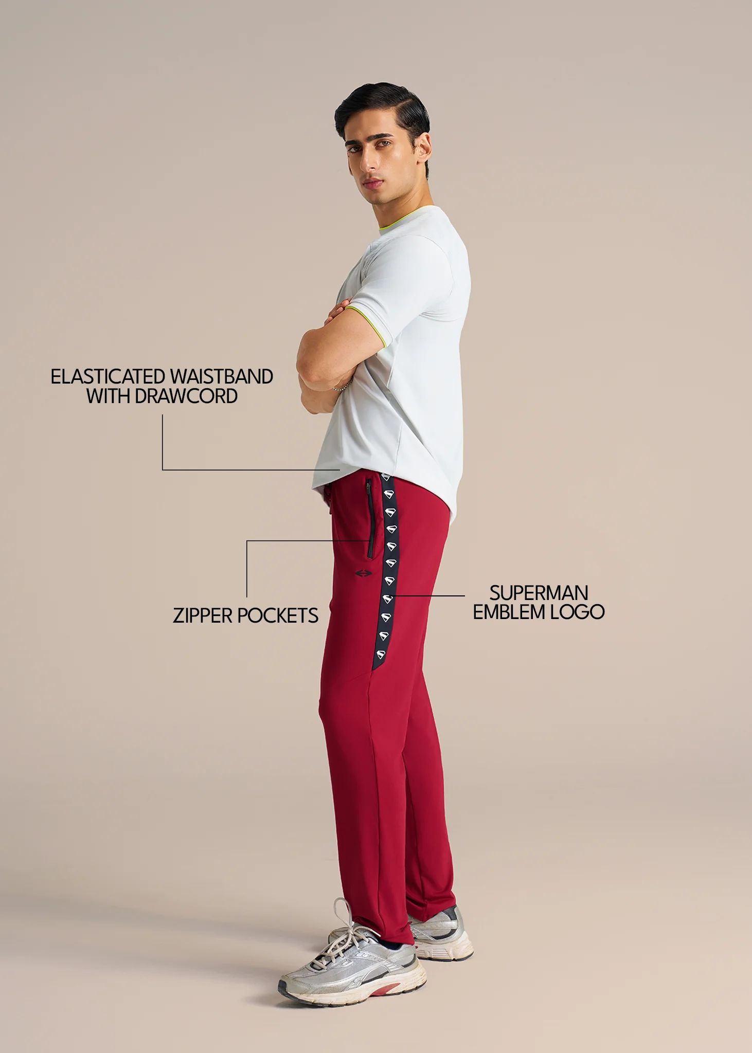 Man of Steel Track Pant - Maroon - Image 3