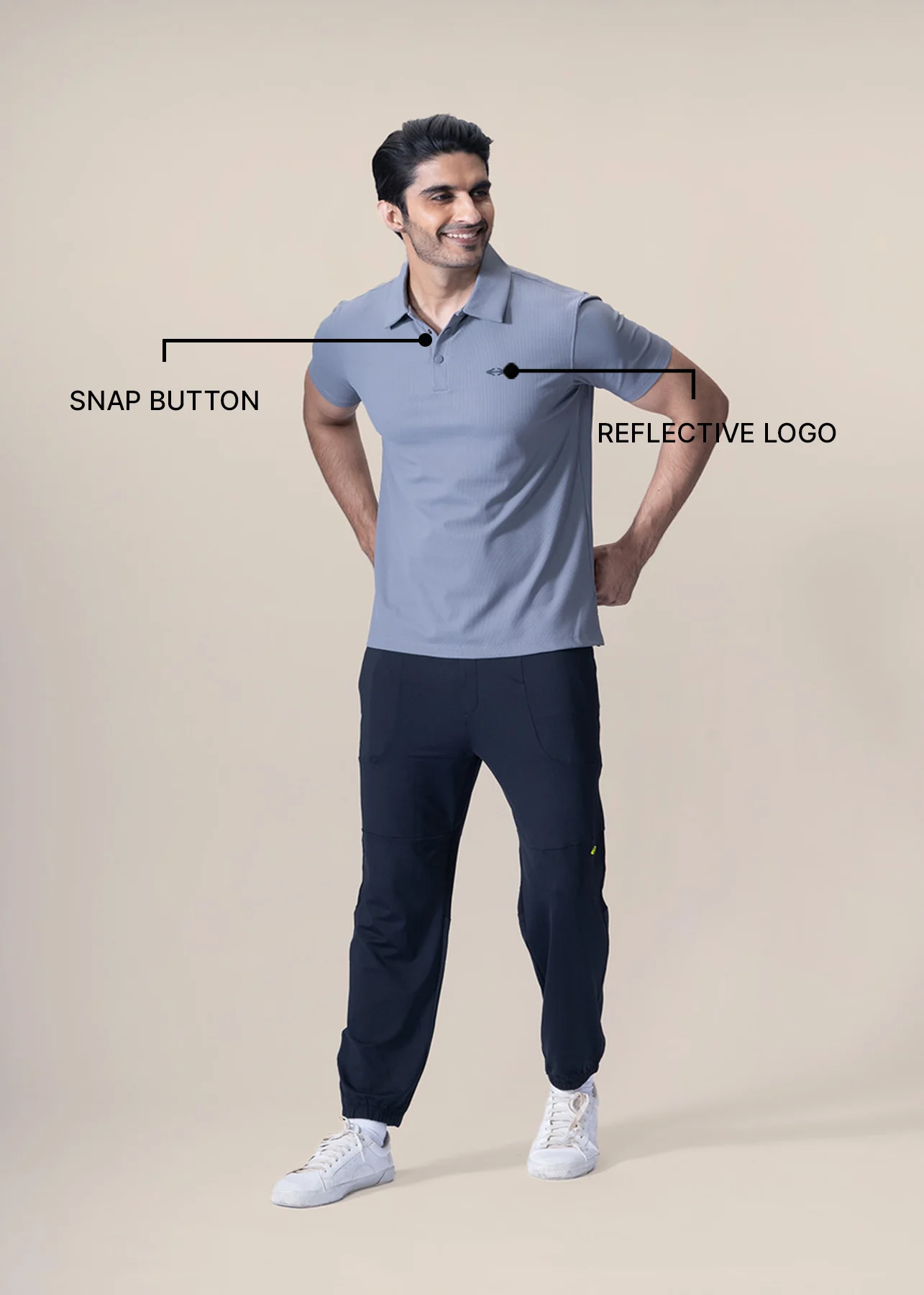 Men Active Polo Tshirt - Grey - Image 3