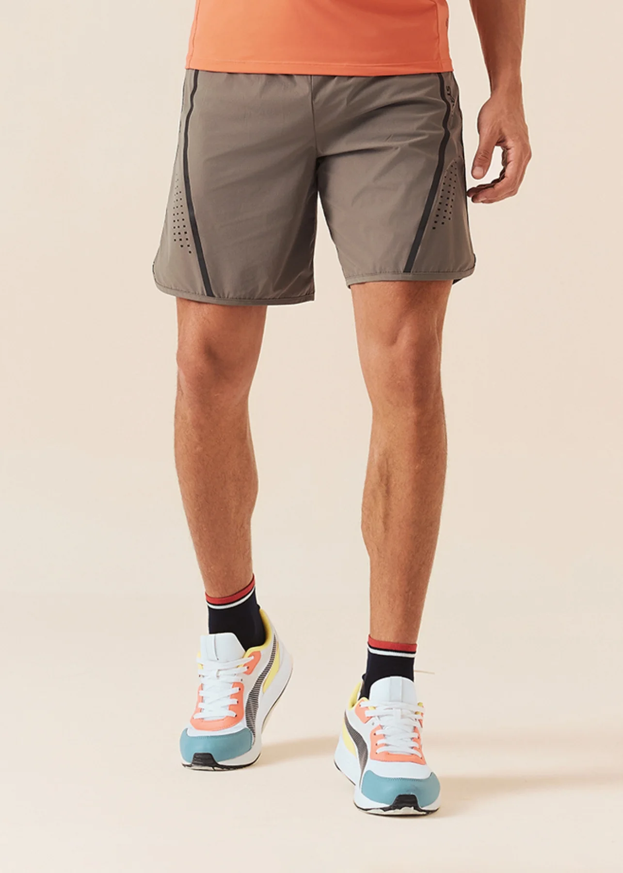 Men Breathable Active Shorts - Dusty Olive