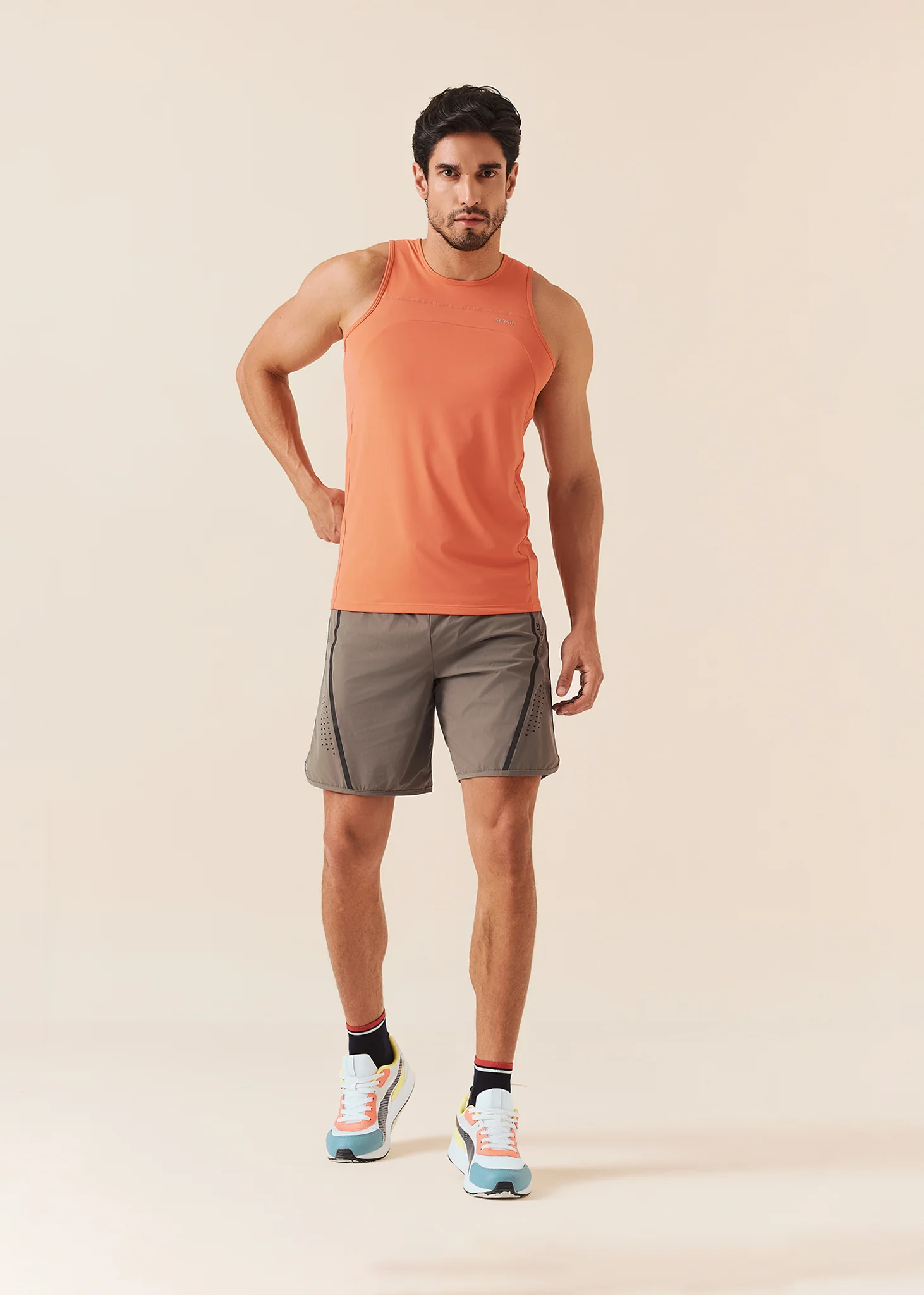 Men Breathable Active Shorts - Dusty Olive - Image 2