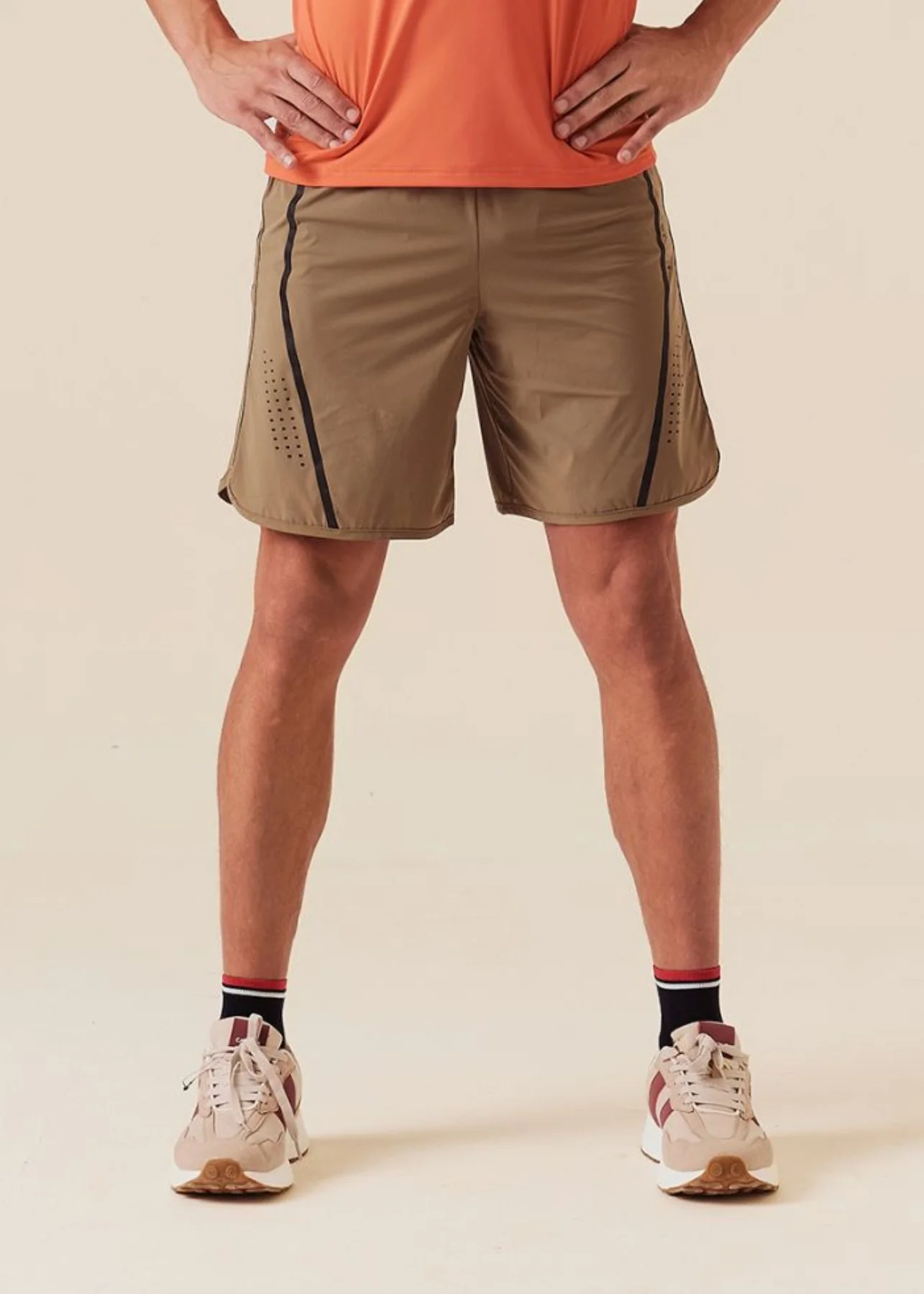 Men Breathable Active Shorts - Khaki