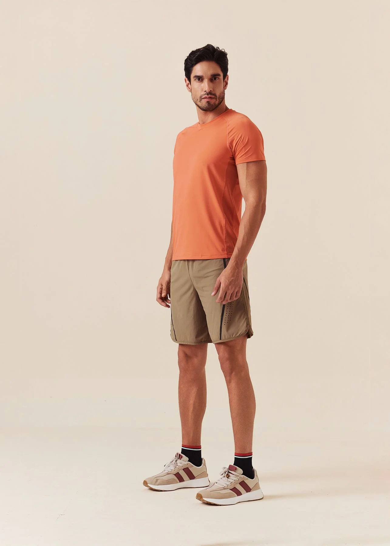 Men Breathable Active Shorts - Khaki - Image 4