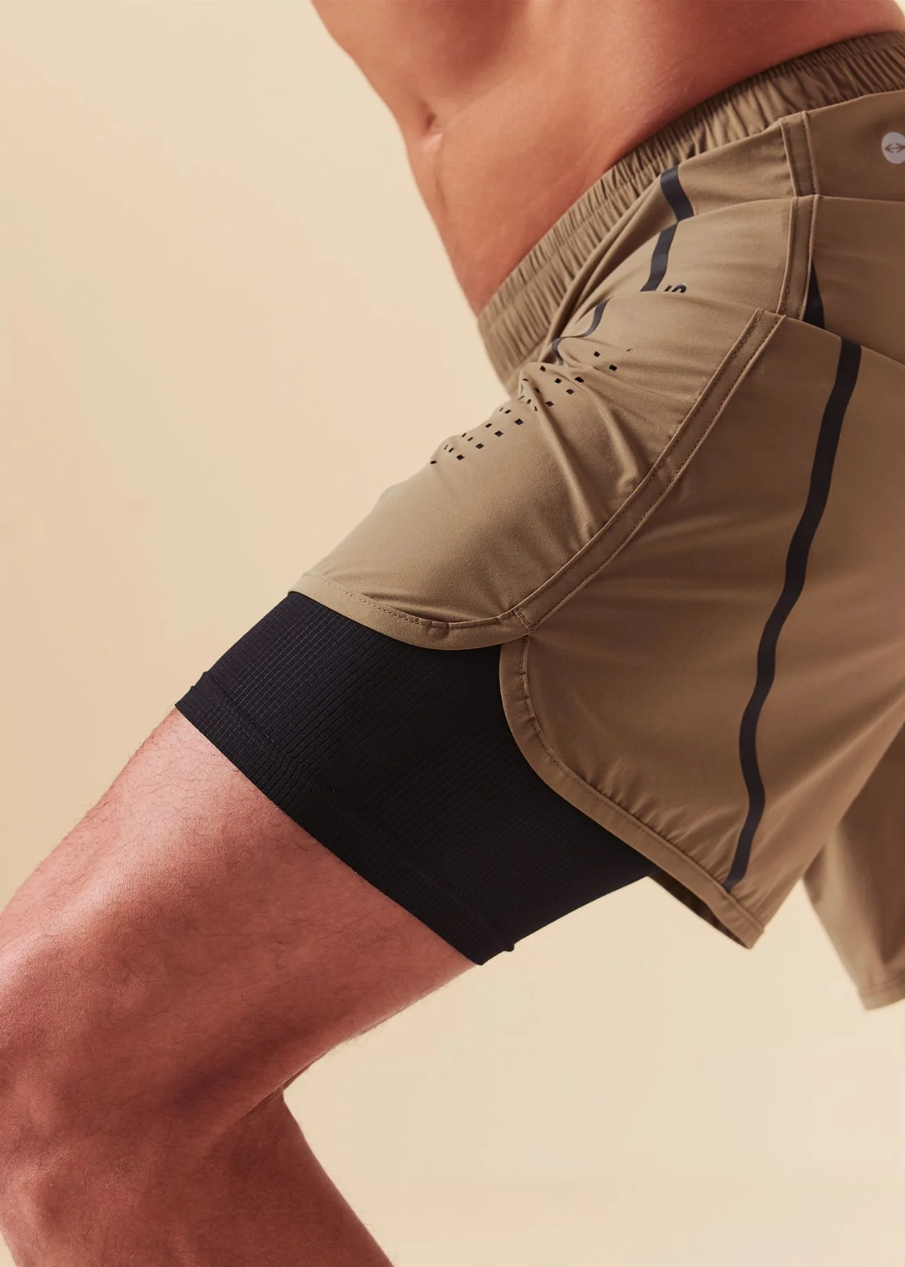 Men Breathable Active Shorts - Khaki - Image 6