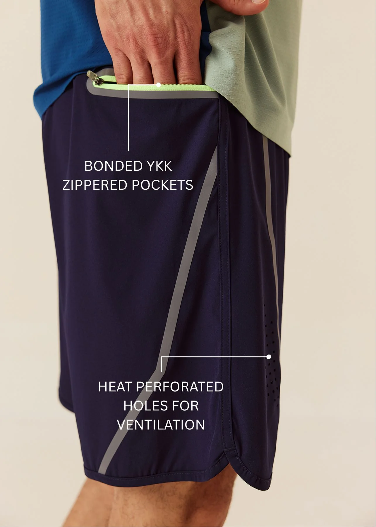 Men Breathable Active Shorts - Midnight Blue - Image 3