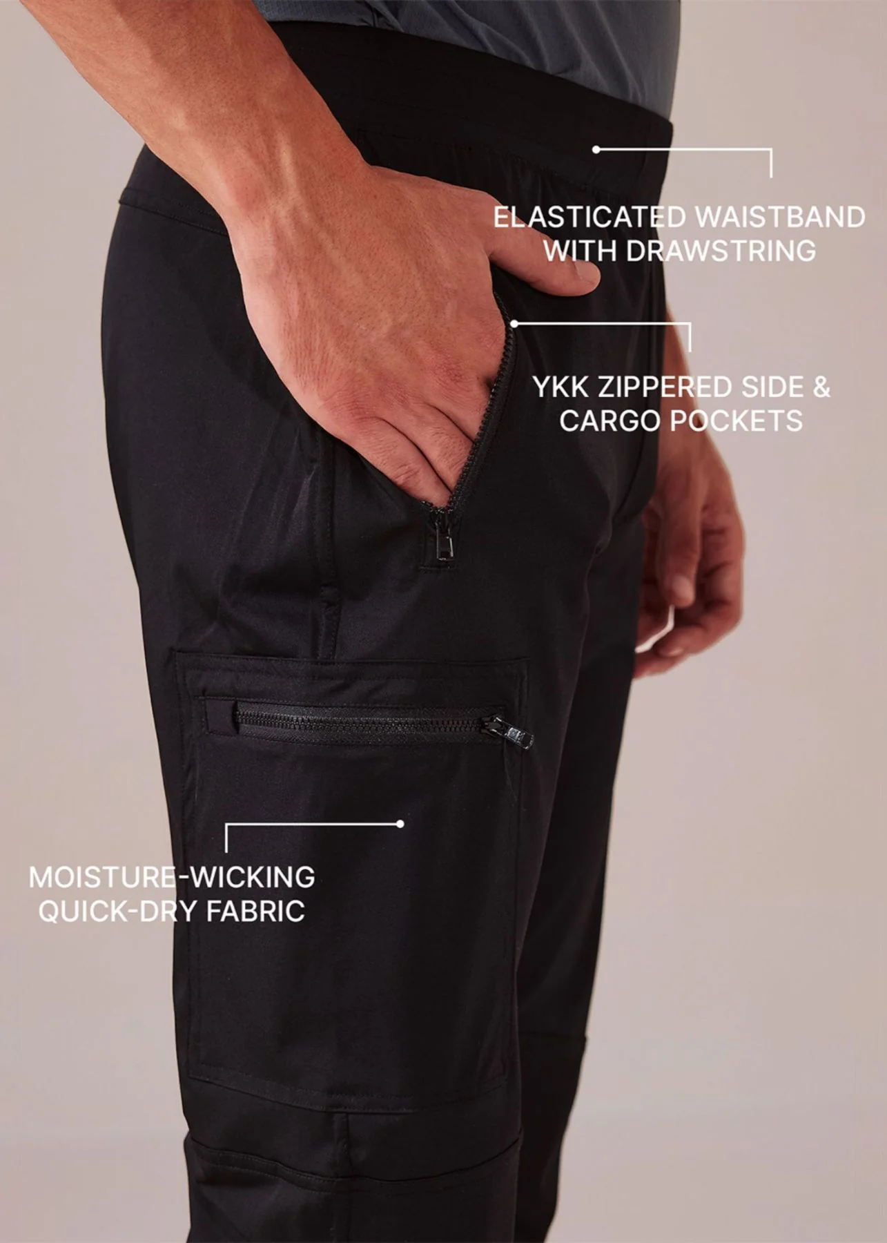 Men Cargo Gym Joggers - Black - Image 3
