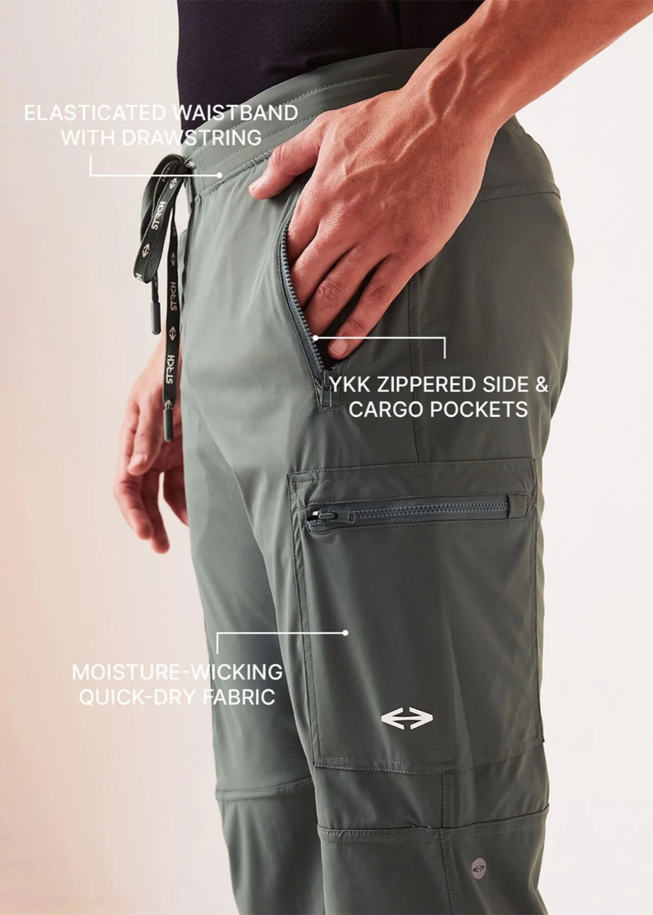 Men Cargo Gym Joggers - Green - Image 3