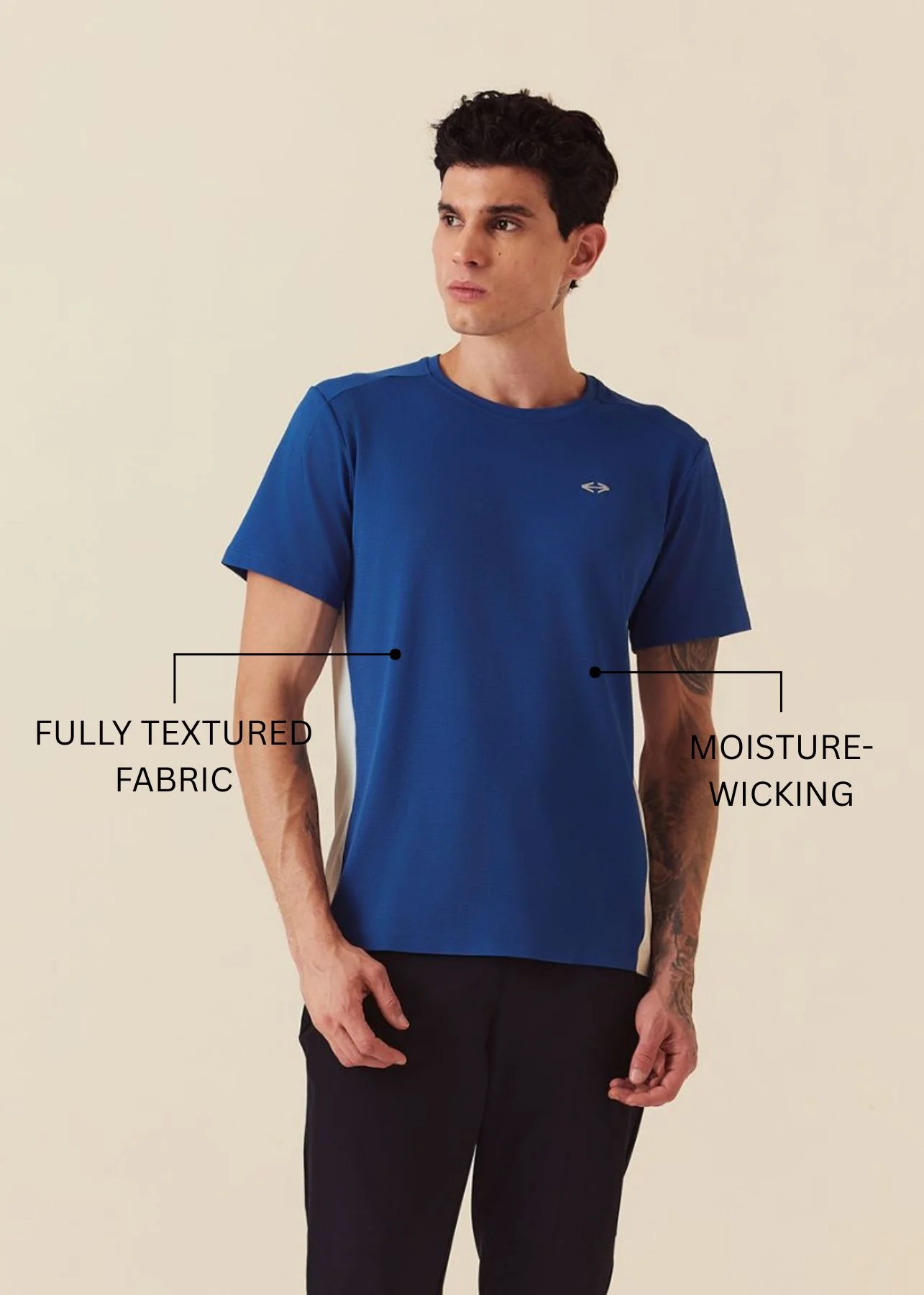 Men Color Block Gym T-Shirt - Doger Blue - Image 3
