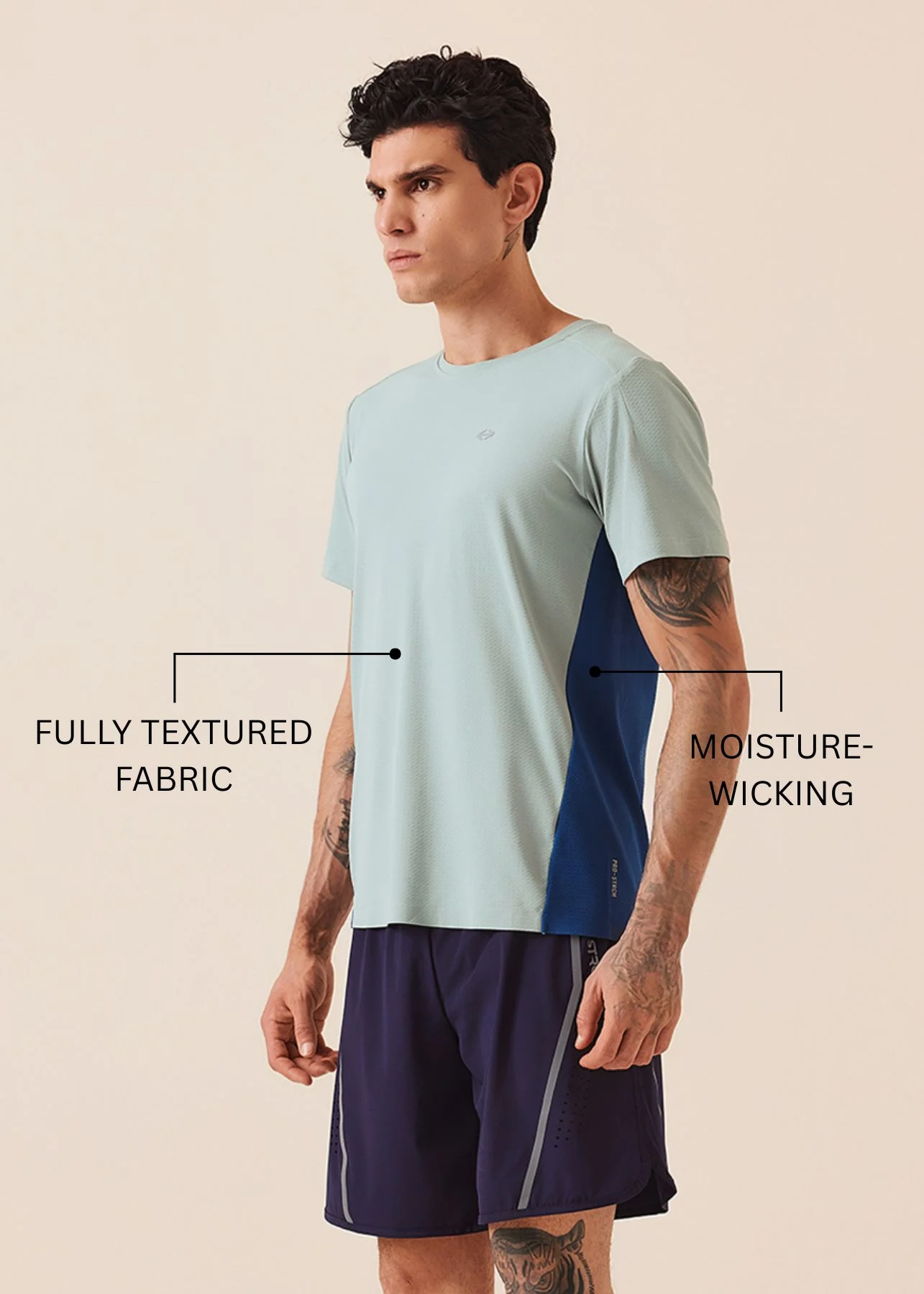 Men Color Block Gym T-Shirt - Grey Sage - Image 3