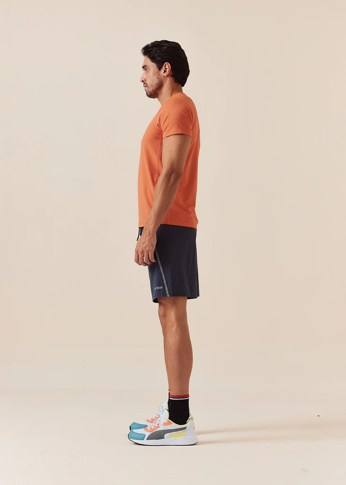 Men Dual Zip Pocket Shorts - Charcoal Blue - Image 4