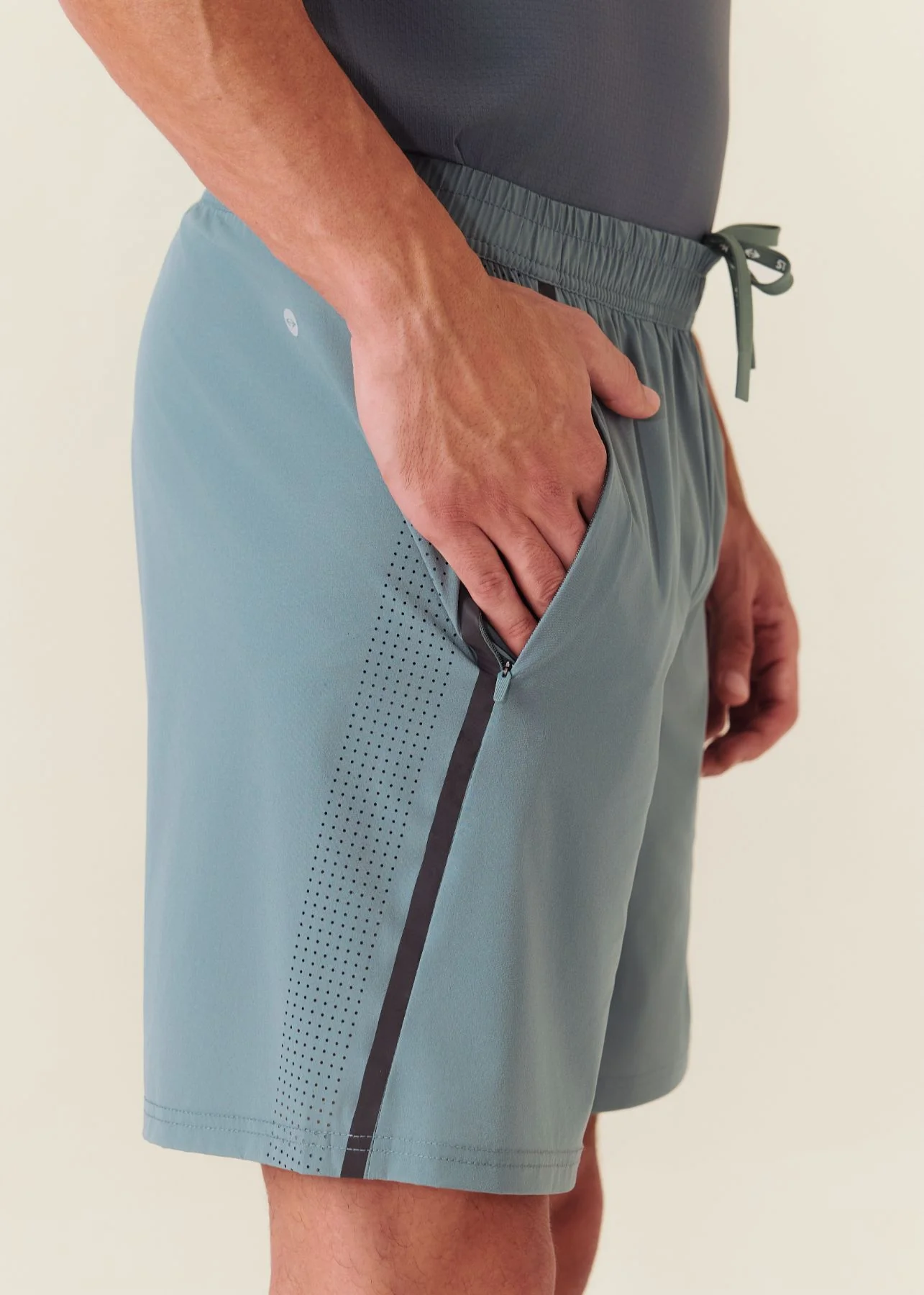 Men Dual Zip Pocket Shorts - Pine Green - Image 4