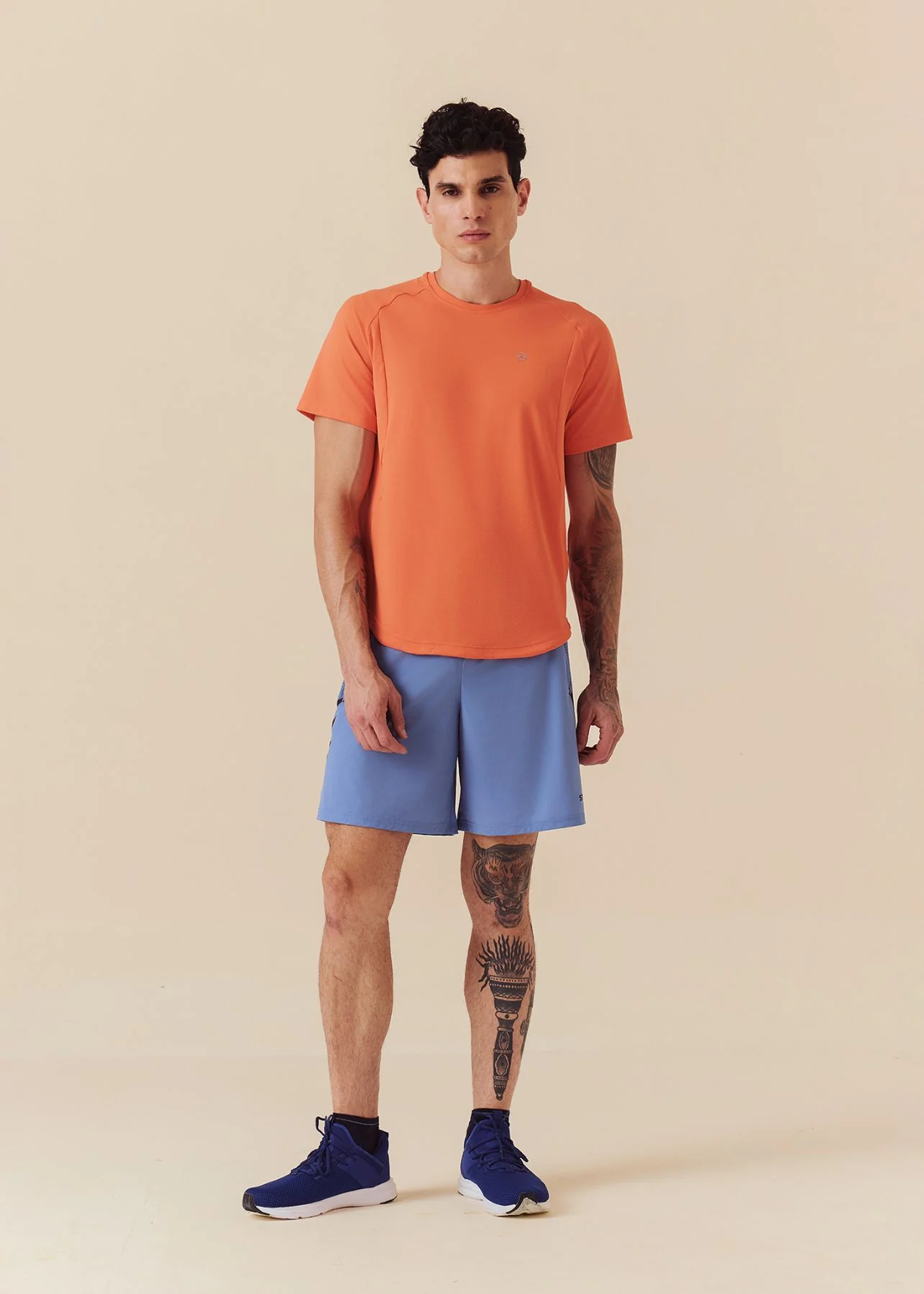 Men Dual Zip Pocket Shorts - Slate Blue - Image 2