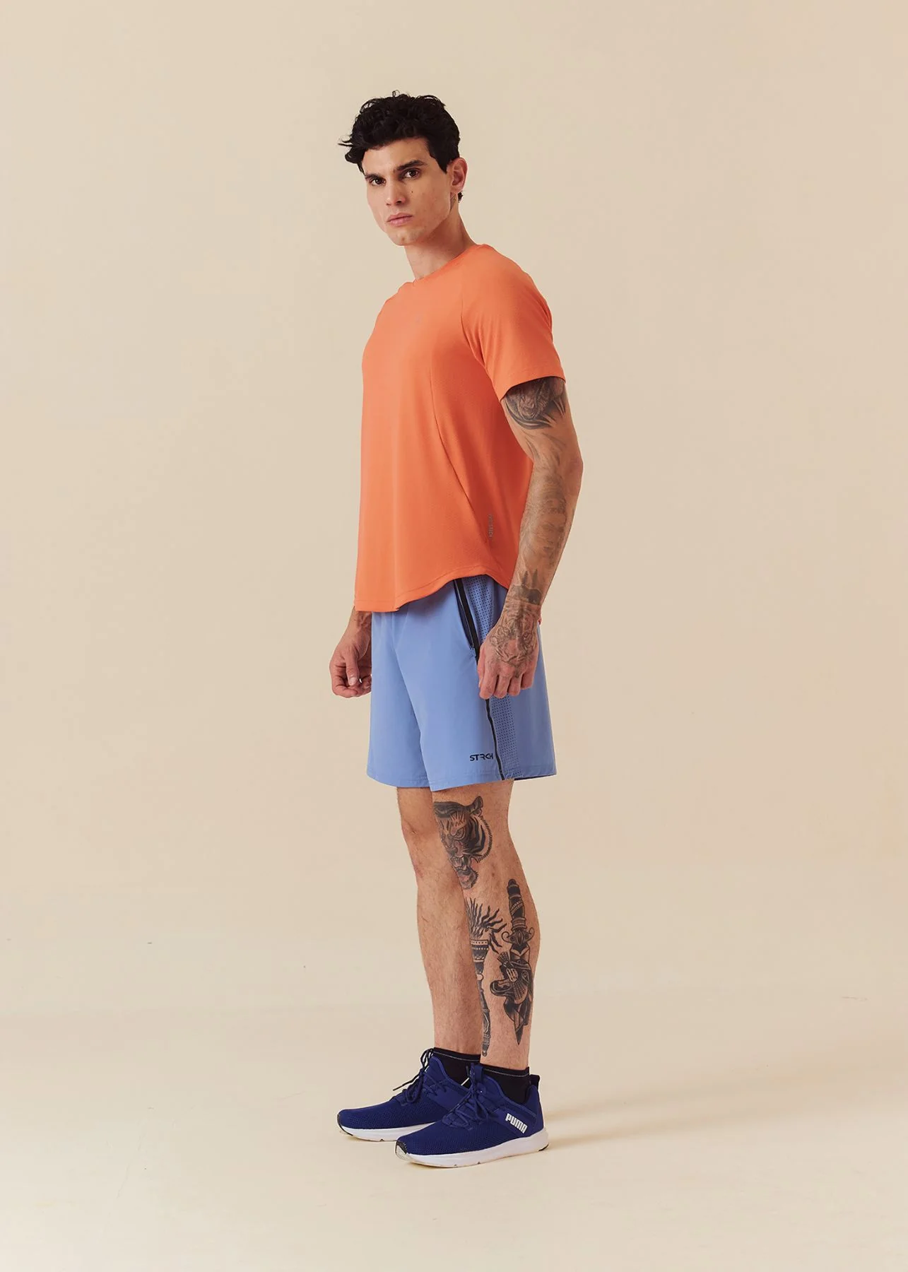 Men Dual Zip Pocket Shorts - Slate Blue - Image 4