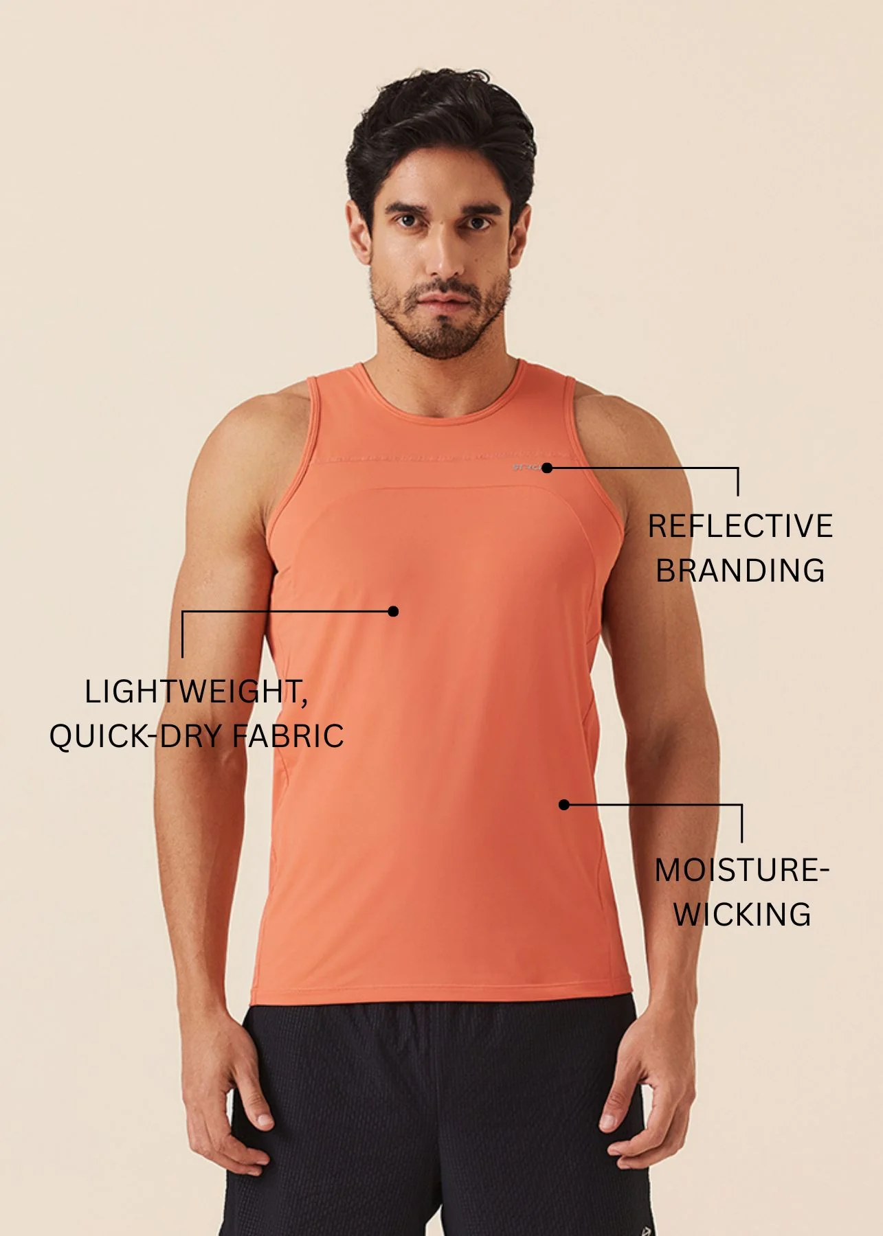 Men Gym Tank Top - Coral - Image 3
