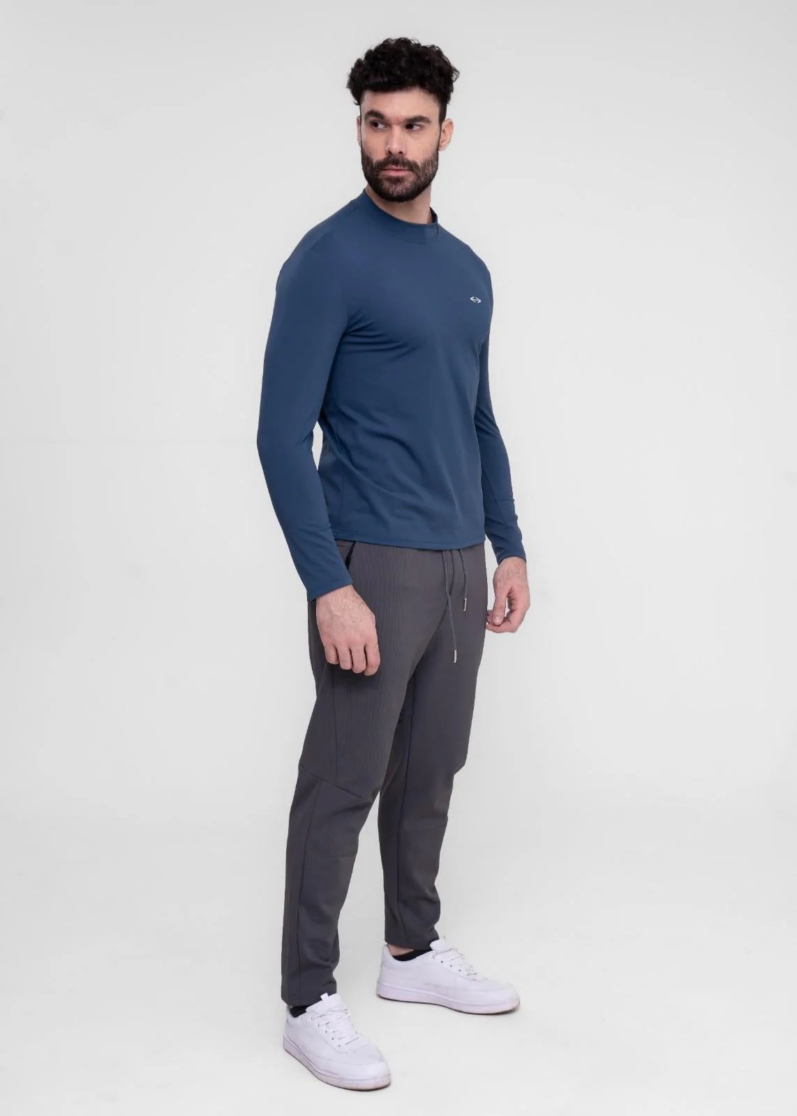 Men Gym Tshirt With Stand Collar Blue Wing Teal - Image 3