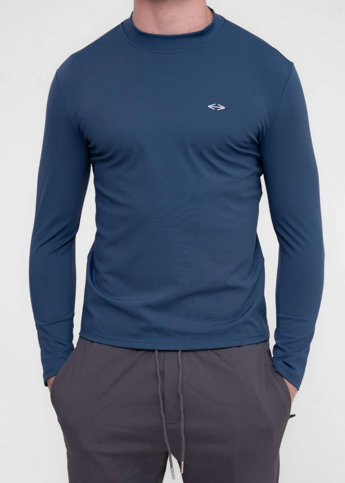 Men Gym Tshirt With Stand Collar Blue Wing Teal - Image 4