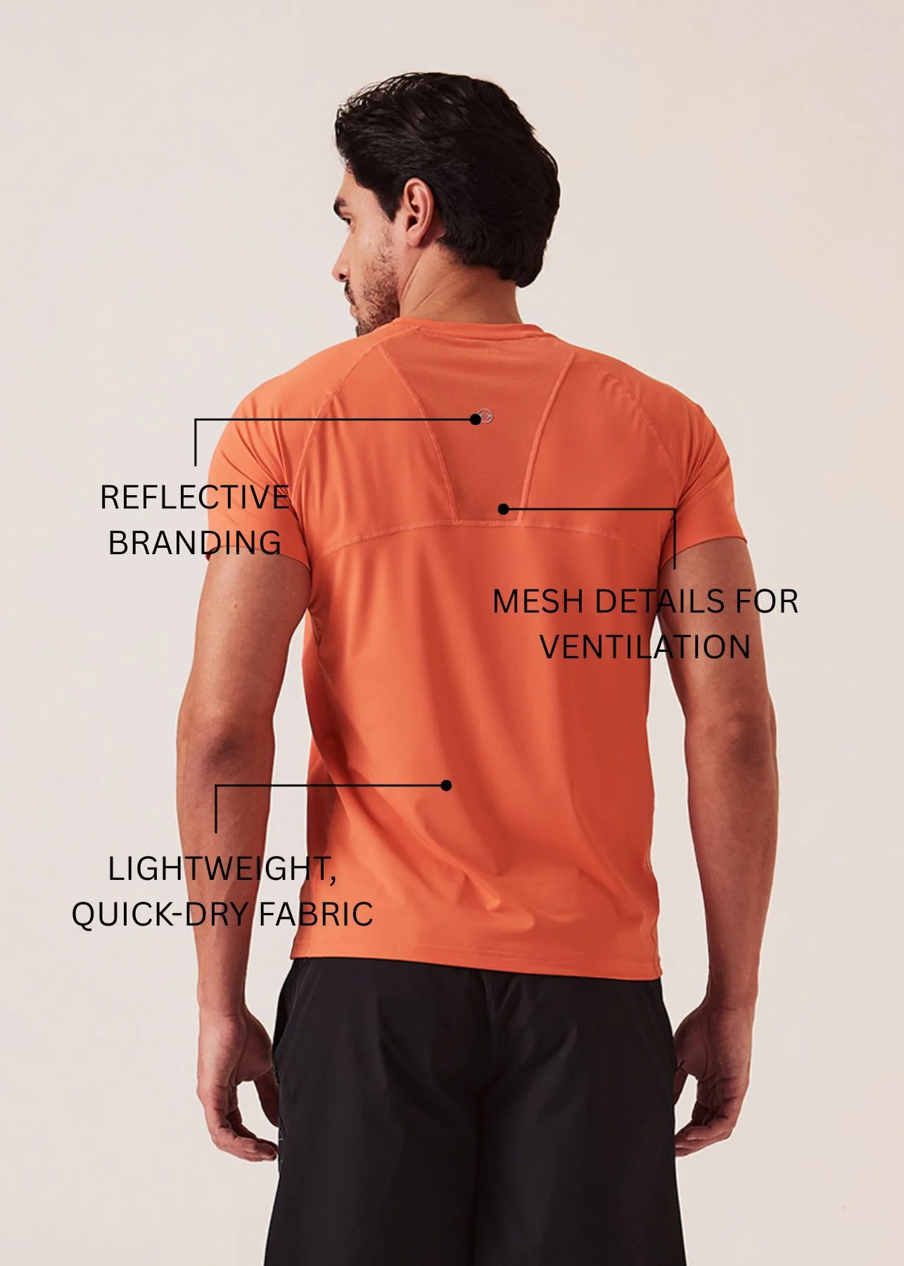 Men Mesh Gym T-Shirt - Coral - Image 3