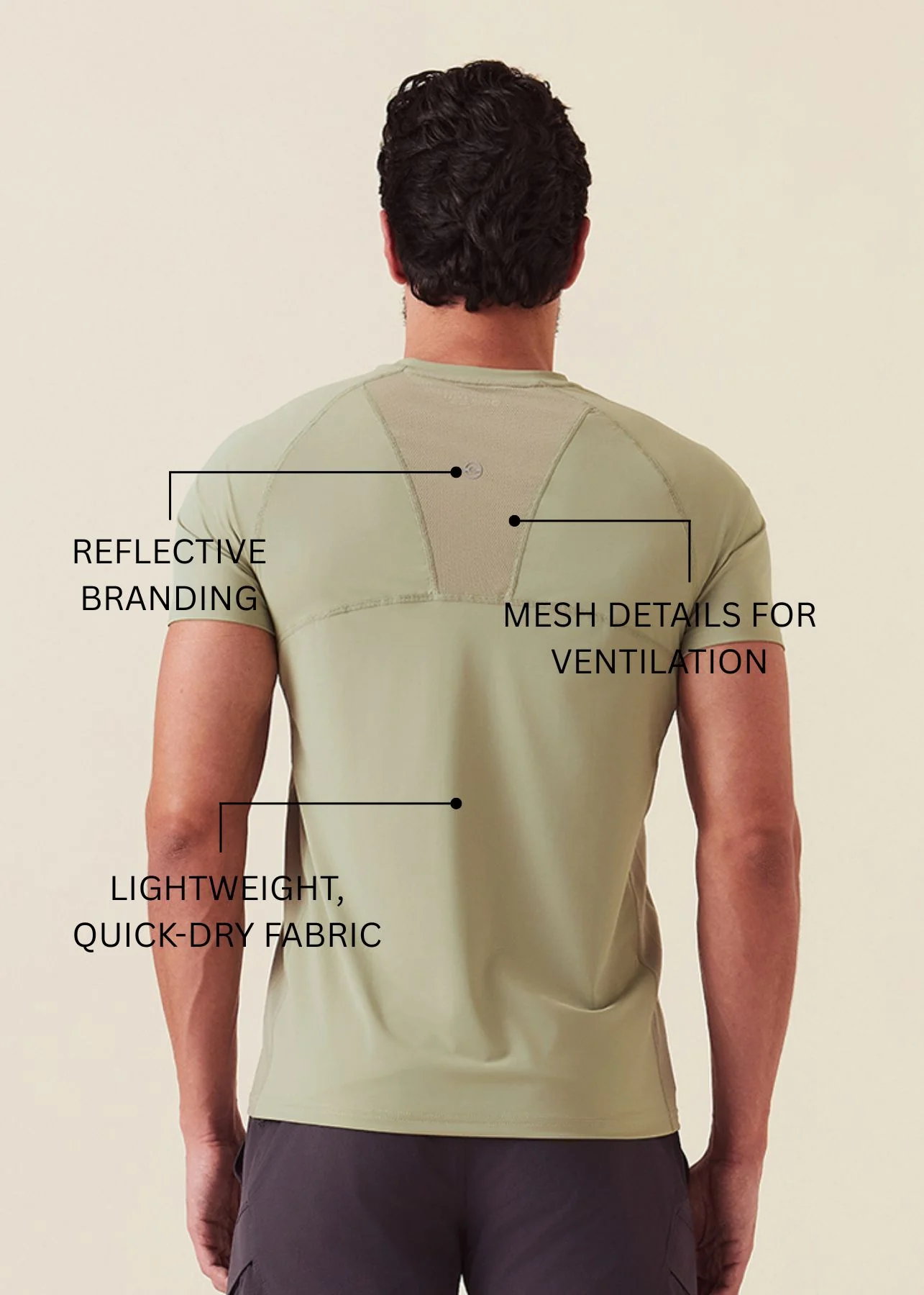 Men Mesh Gym T-Shirt - Fawn Green - Image 3