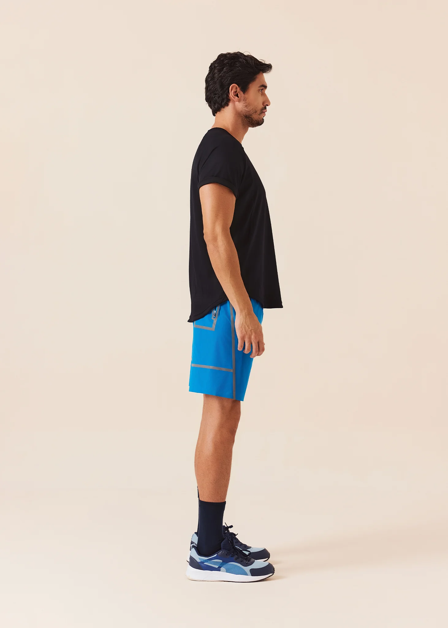 Men Multi-Pocket Gym Shorts - Royal Blue - Image 4