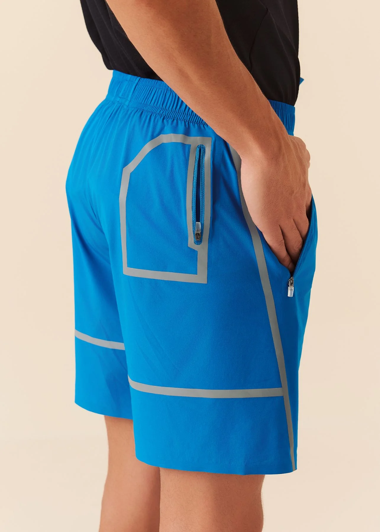 Men Multi-Pocket Gym Shorts - Royal Blue - Image 7