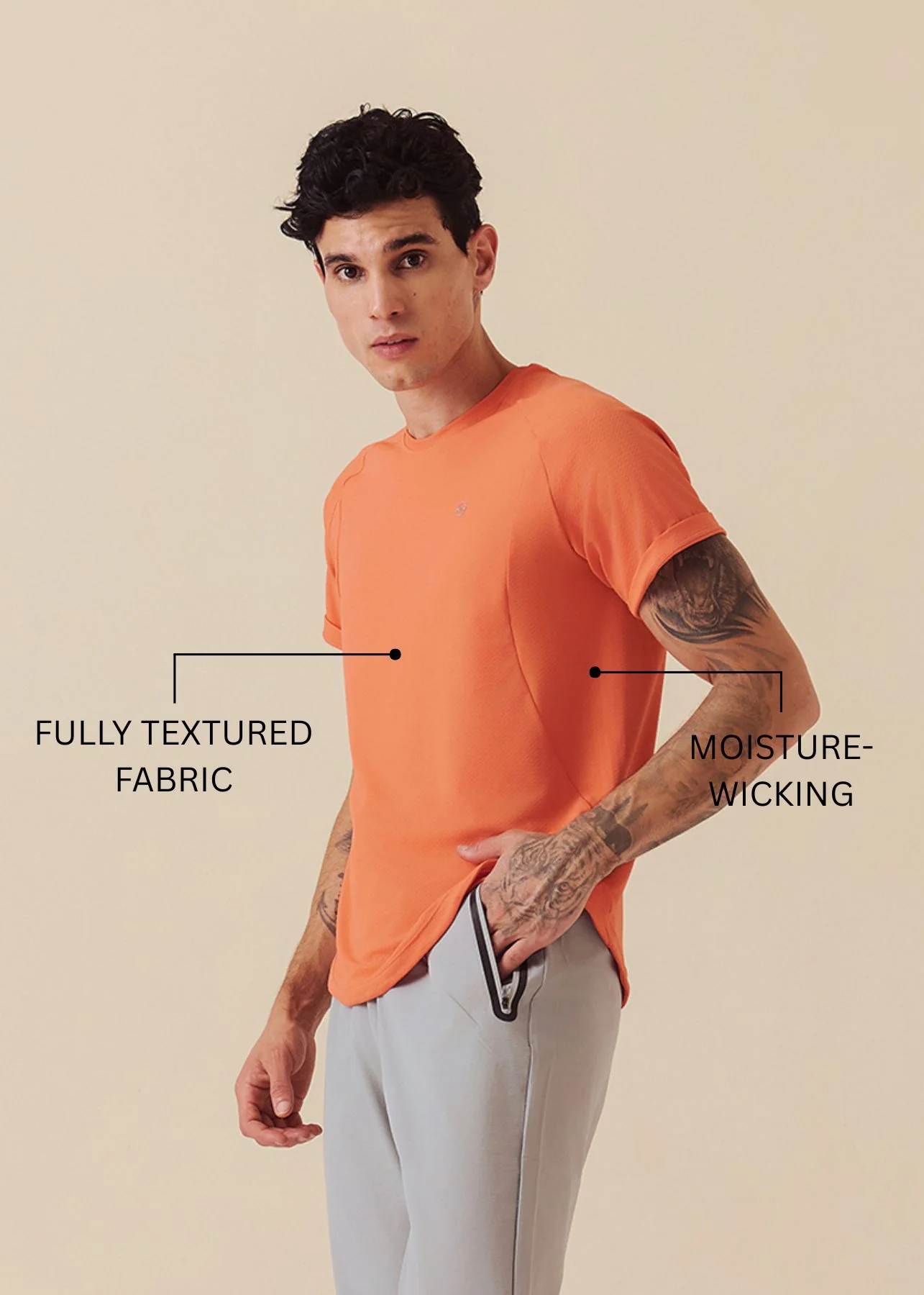 Men Performance Fit T-Shirt - Coral - Image 3