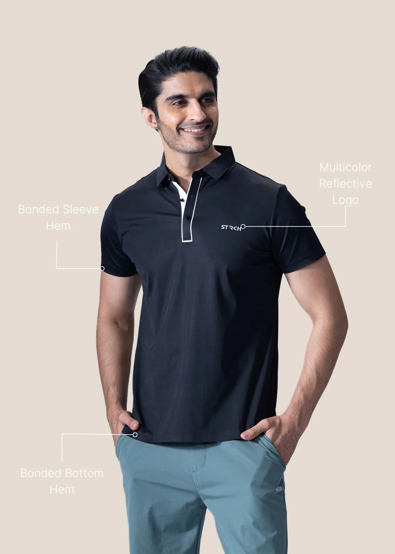 Men Premium Polo - Black - Image 3