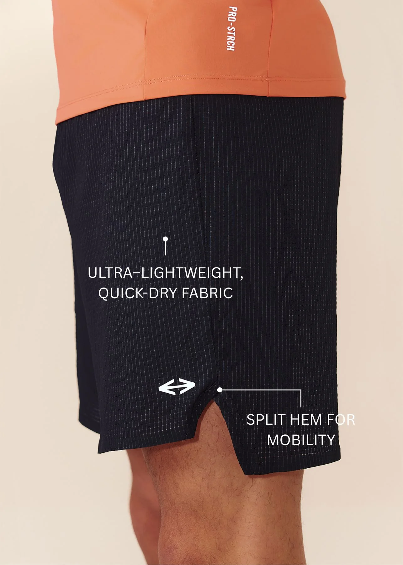 Men Quick Dry Workout Shorts - Black - Image 3