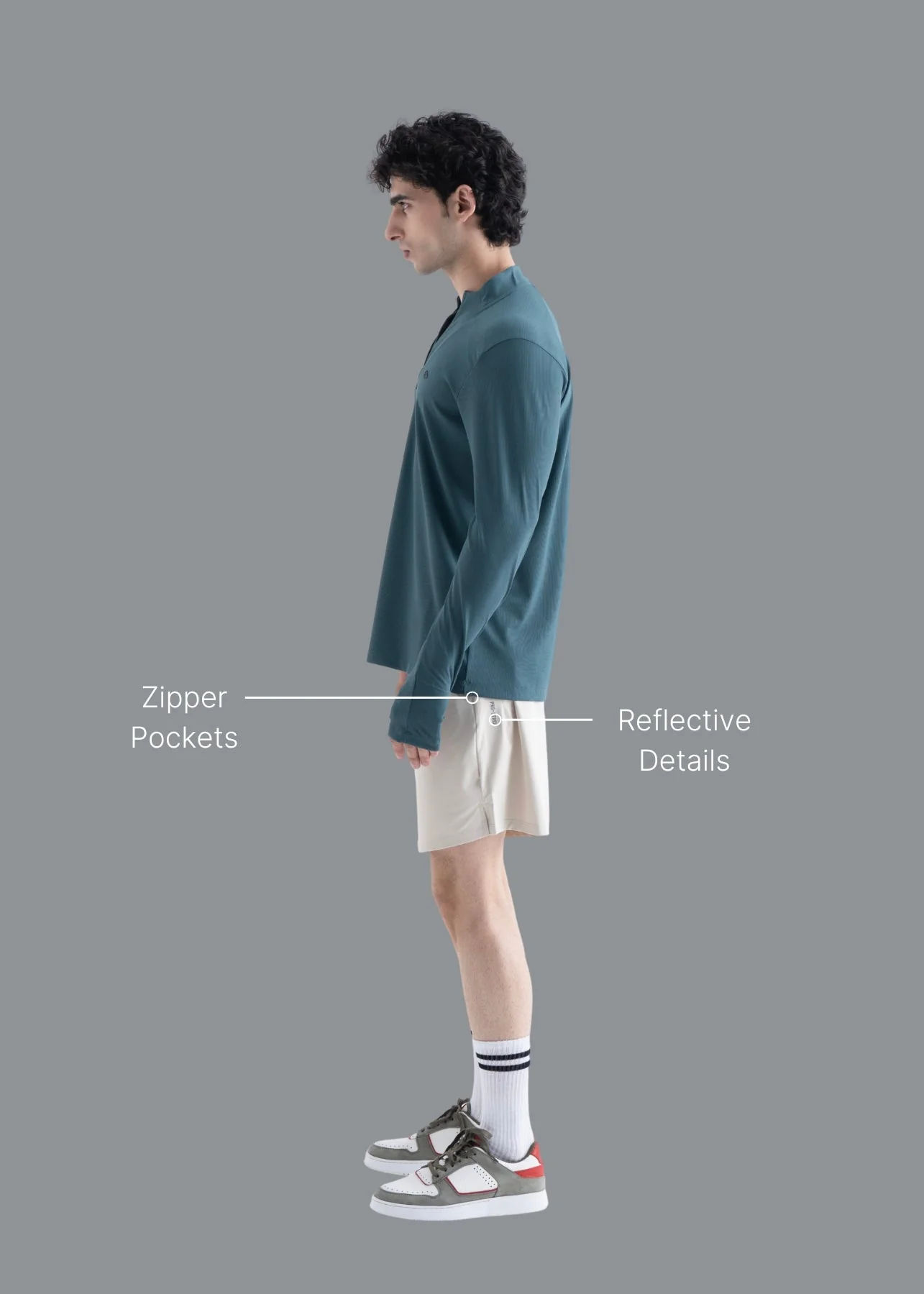 Men Quick Dry Workout Shorts Oatmeal - Image 2