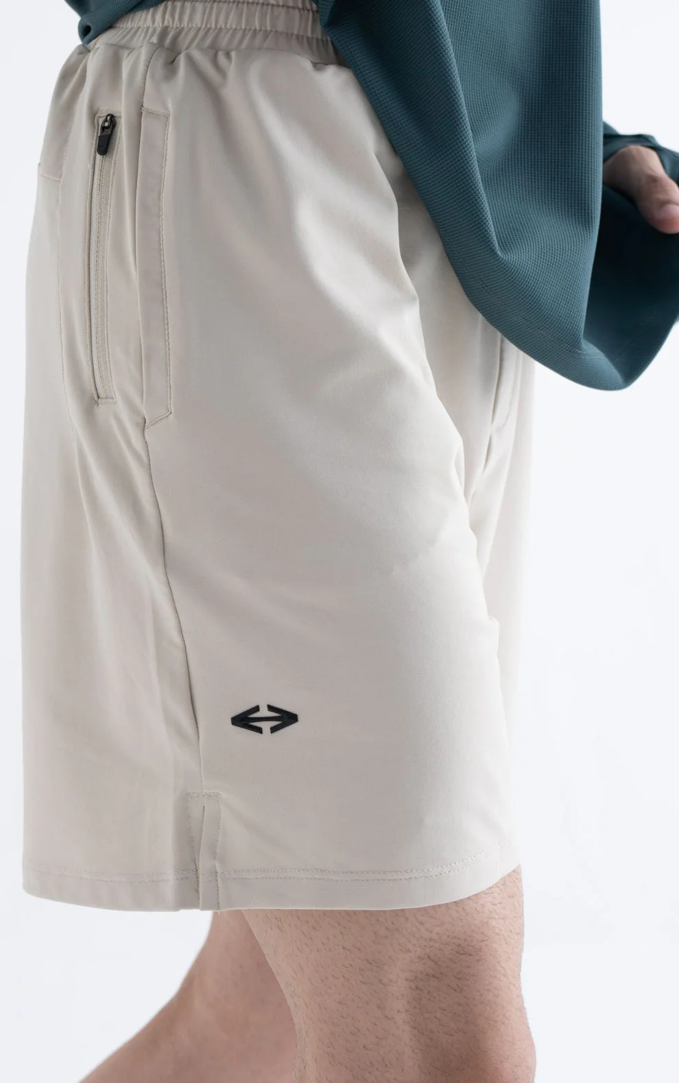 Men Quick Dry Workout Shorts Oatmeal - Image 4