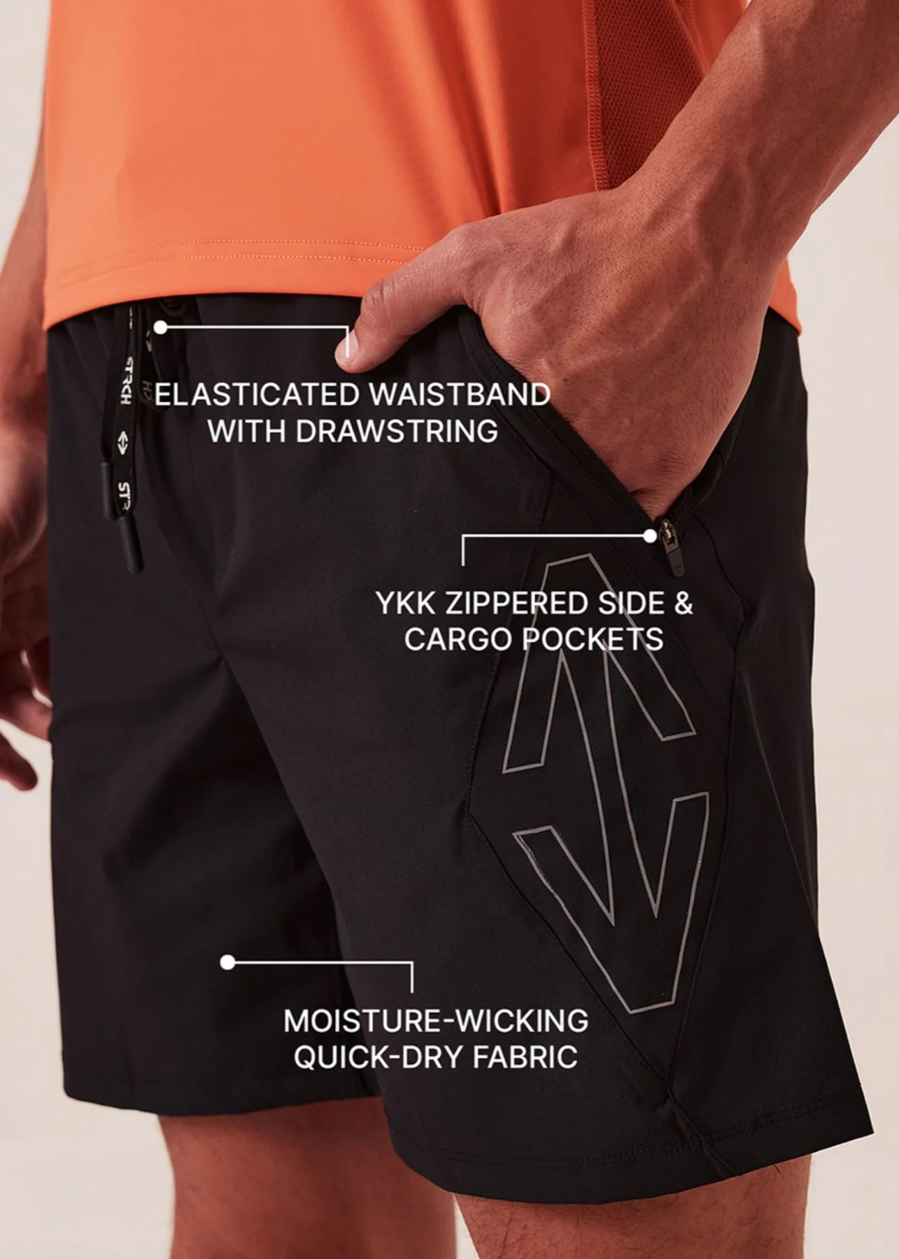 Men Regular Fit Gym Shorts - Black - Image 3