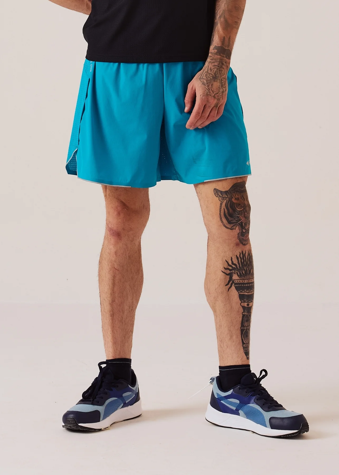 Men Split Hem Gym Shorts - Ocean Teal