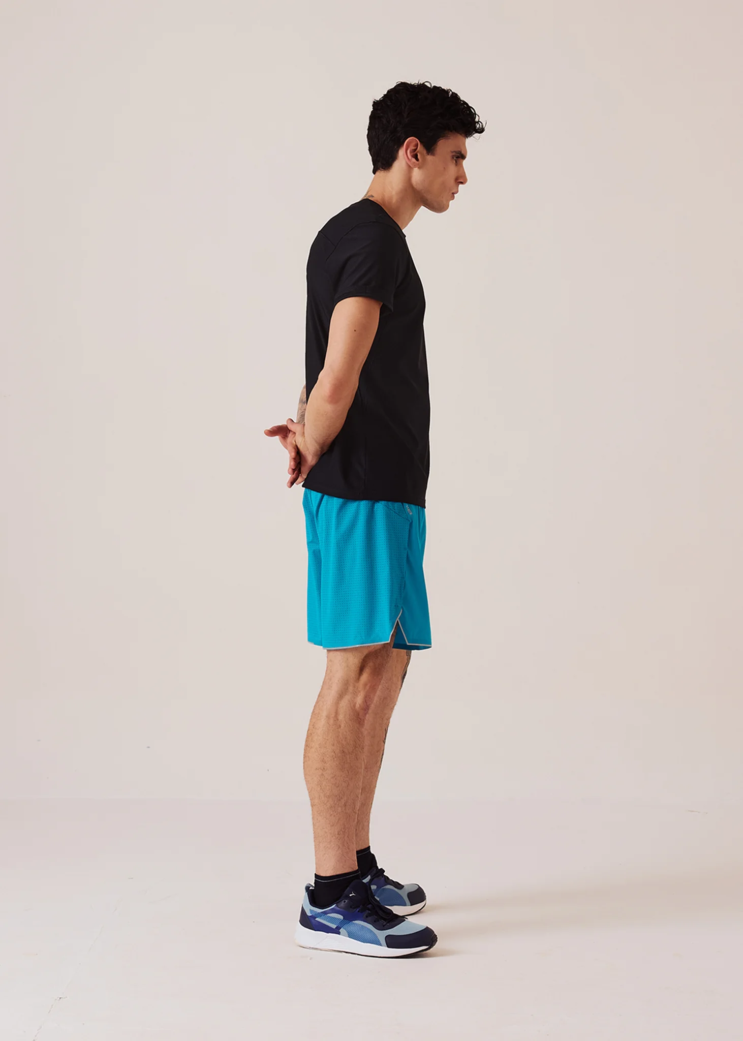 Men Split Hem Gym Shorts - Ocean Teal - Image 5