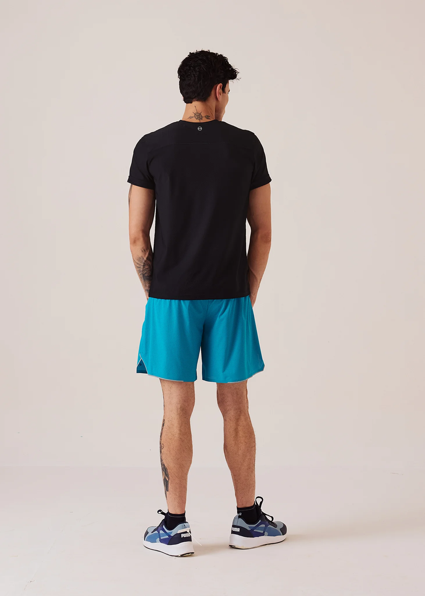 Men Split Hem Gym Shorts - Ocean Teal - Image 6