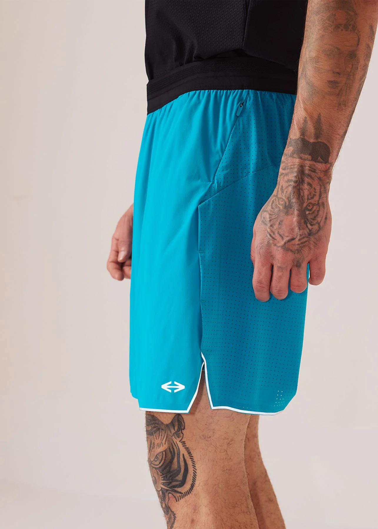 Men Split Hem Gym Shorts - Ocean Teal - Image 7