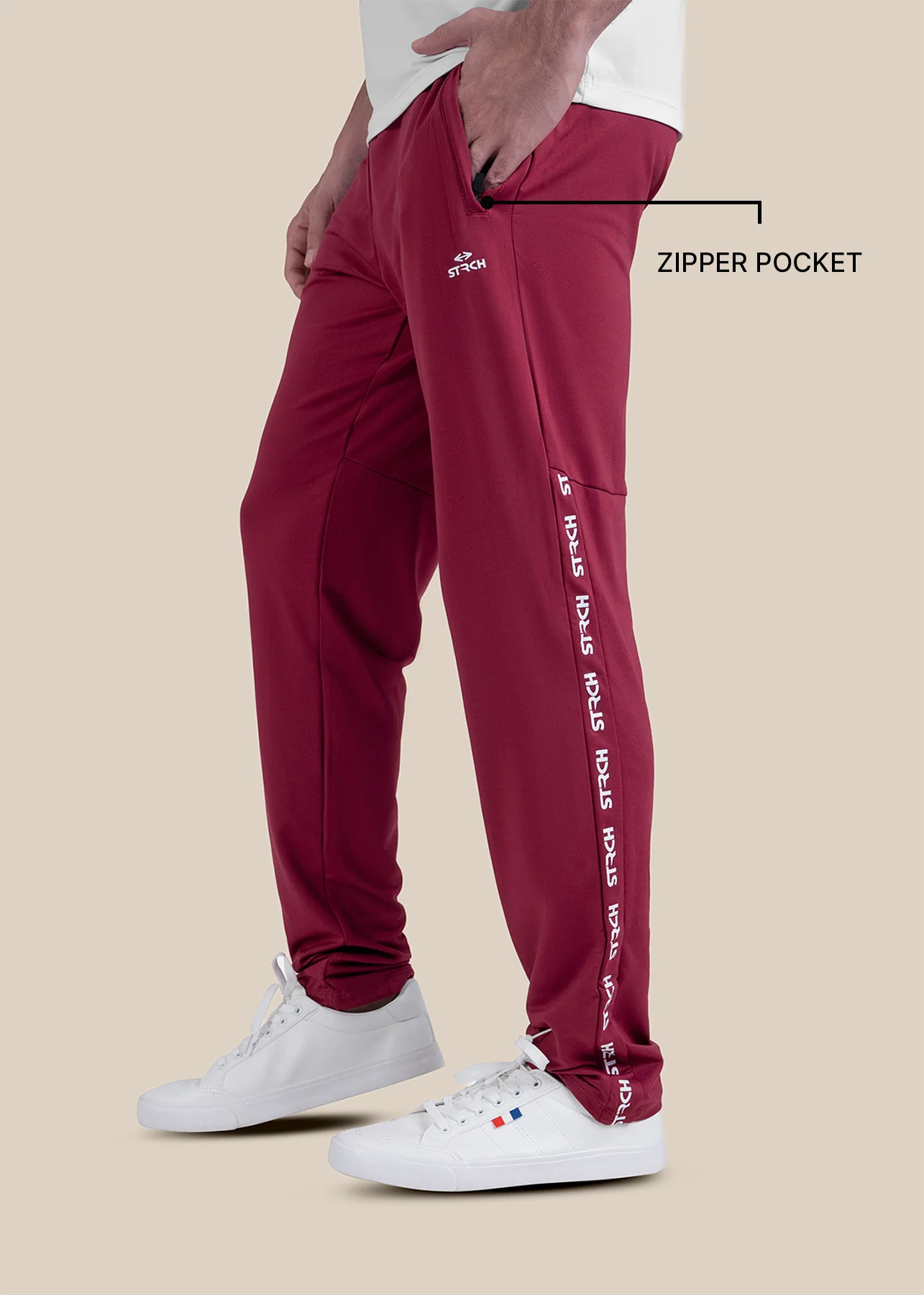 Men Straight Fit Track Pants - Maroon - Image 3