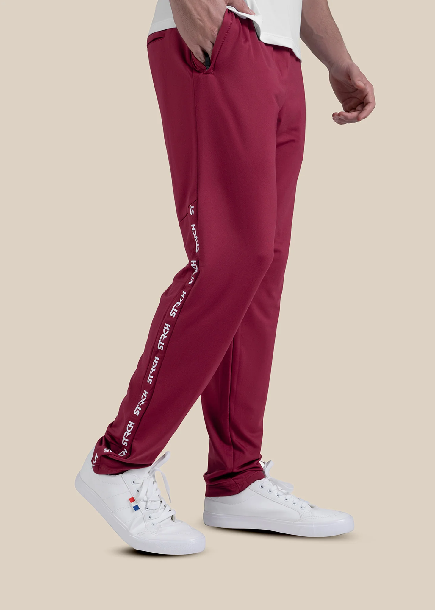 Men Straight Fit Track Pants - Maroon - Image 4