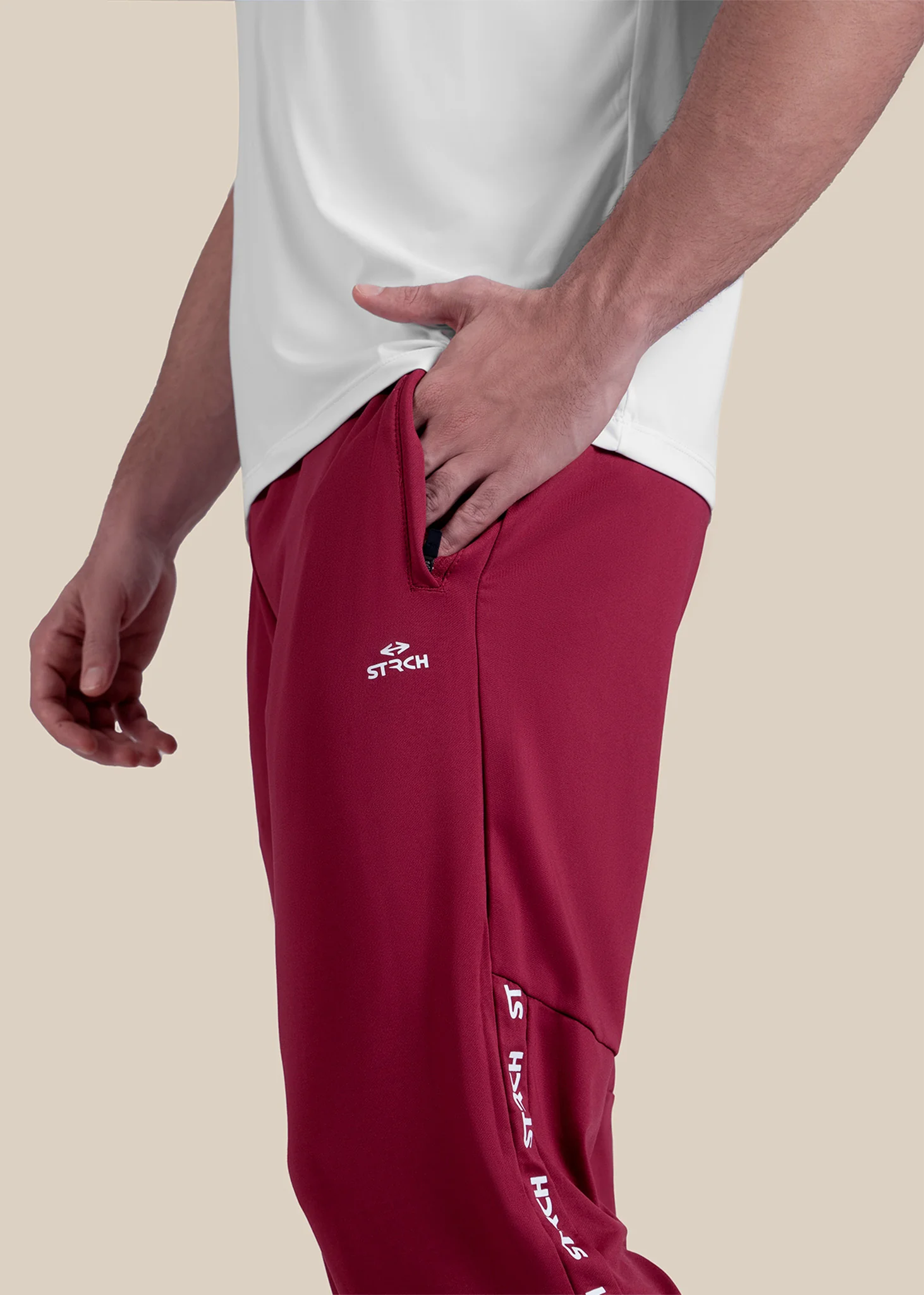 Men Straight Fit Track Pants - Maroon - Image 5
