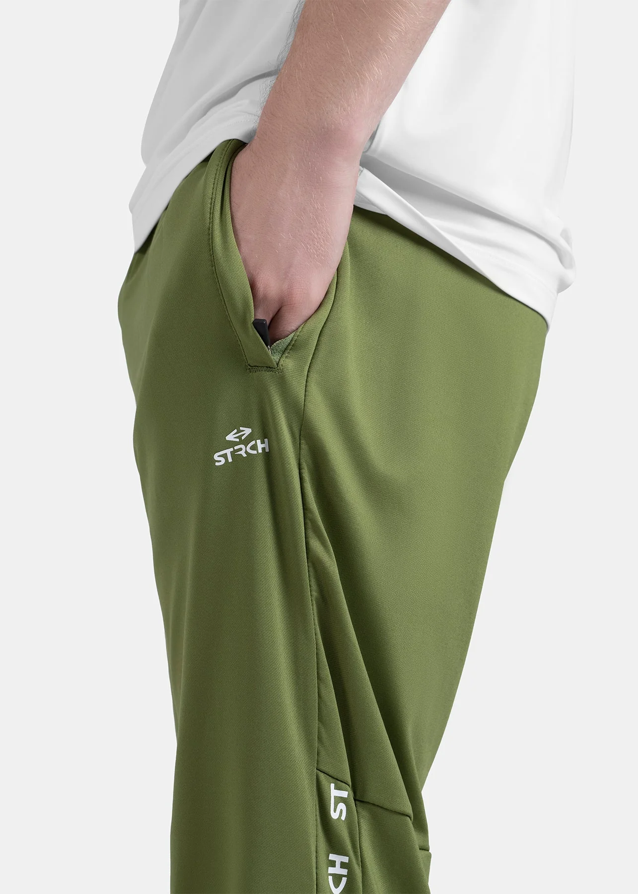 Men Straight Fit Track Pants Olive