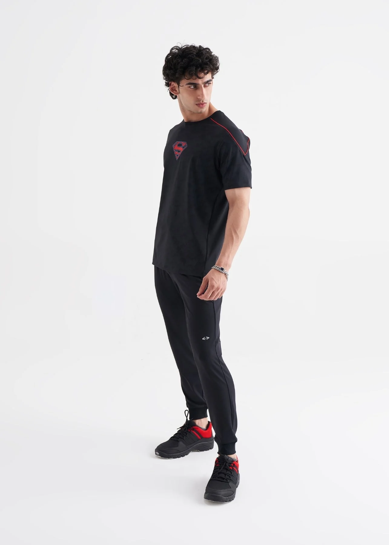 Men Superman Print Tshirt Black - Image 5