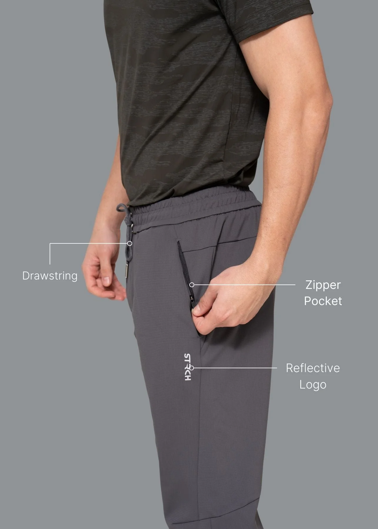 Men Warm Track Pants Grey - Image 2