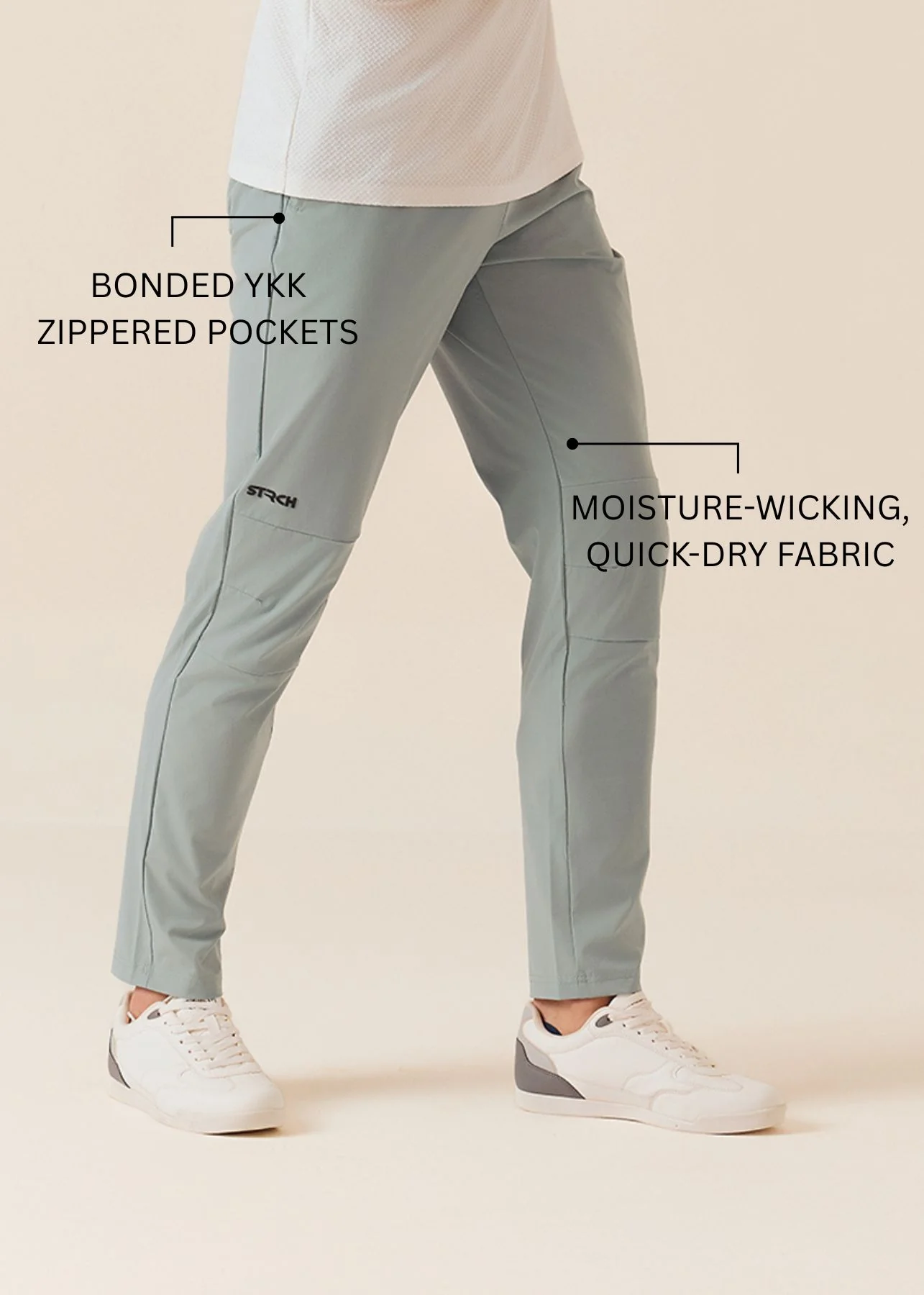 Men Zip Pocket Gym Pants - Sage Green - Image 3
