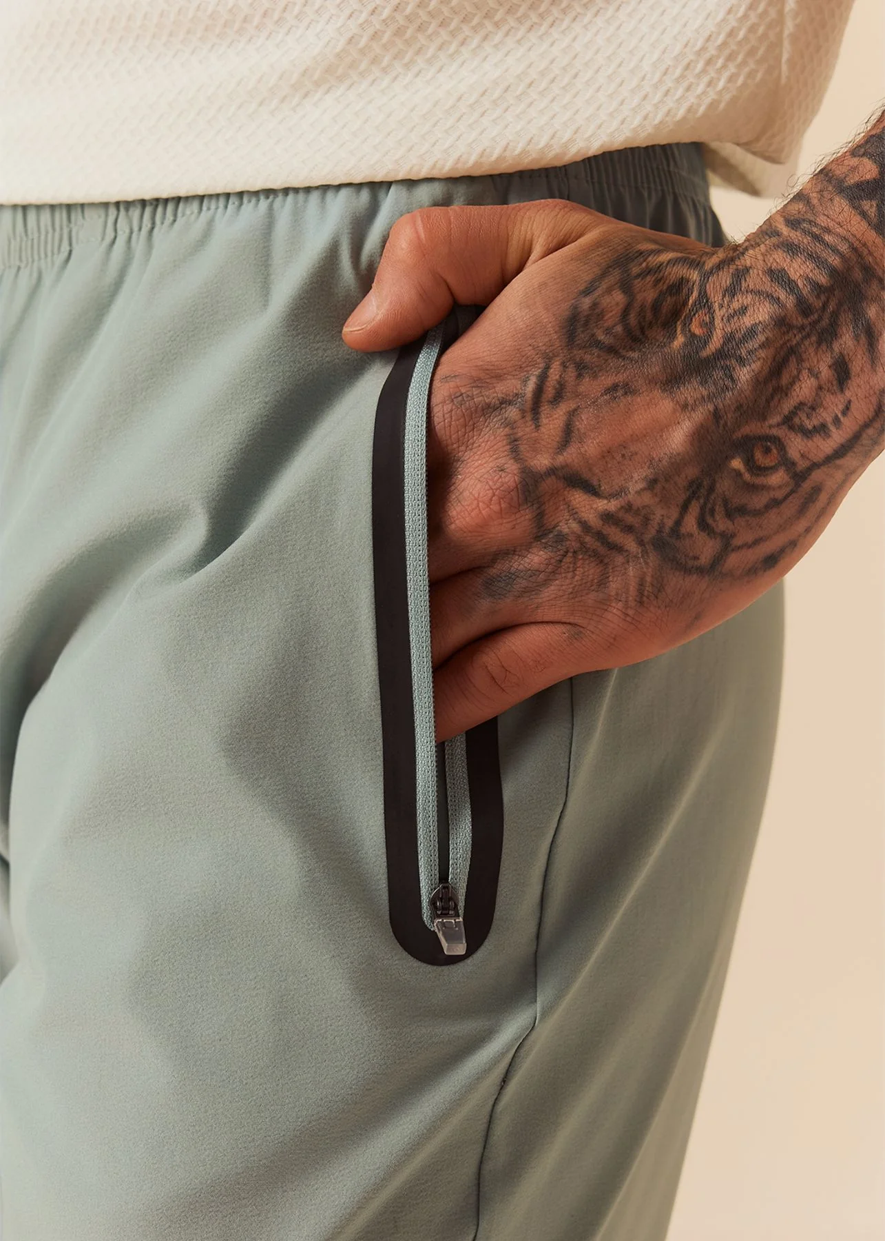 Men Zip Pocket Gym Pants - Sage Green - Image 7