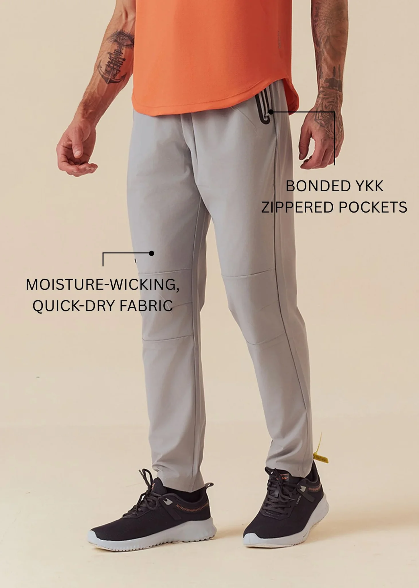 Men Zip Pocket Gym Pants - Ultimate Grey - Image 3