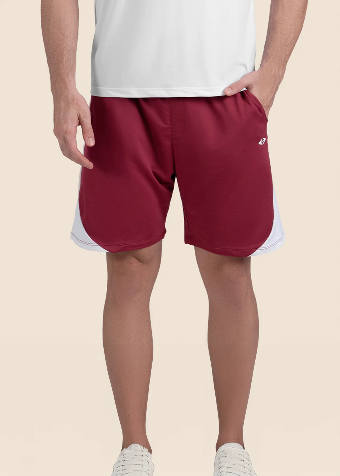 Men Zippered Gym Shorts - Maroon