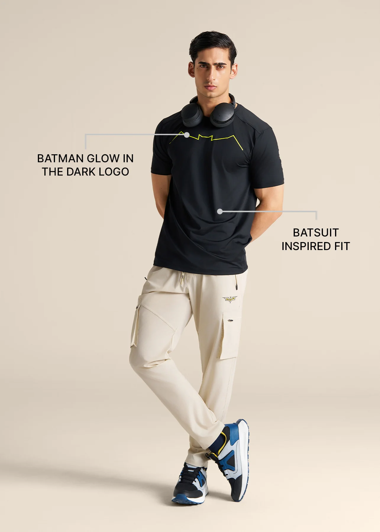 Men Batman Neon Emblem Performance Tee - Black - Image 3