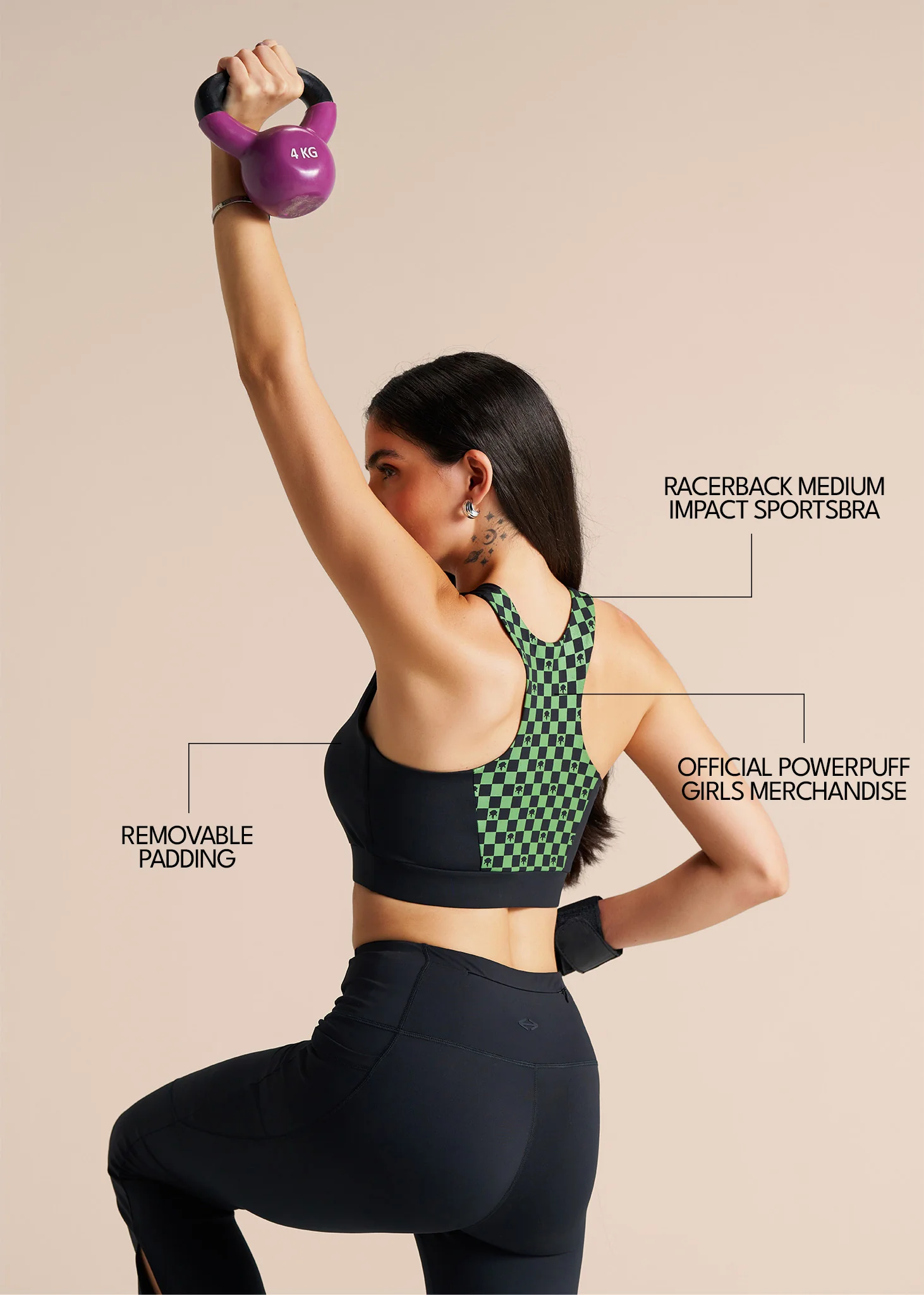 Power Puff Play Core Sports Bra - Black - Image 3