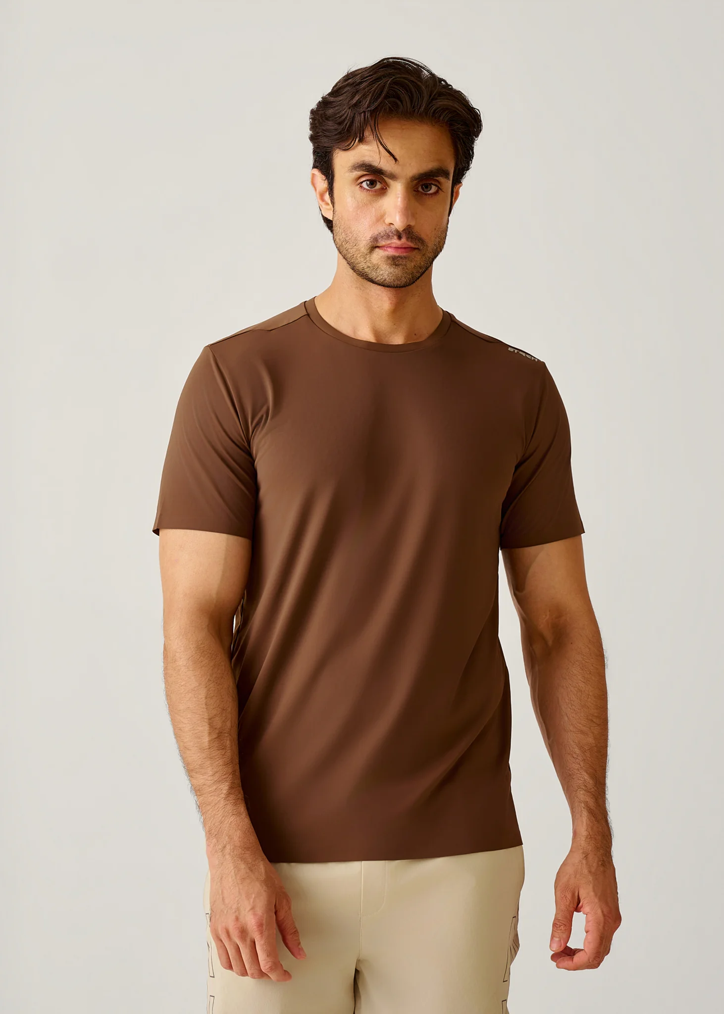 STRCHFLEX Active Core Tee Shirt - Mocha Brown