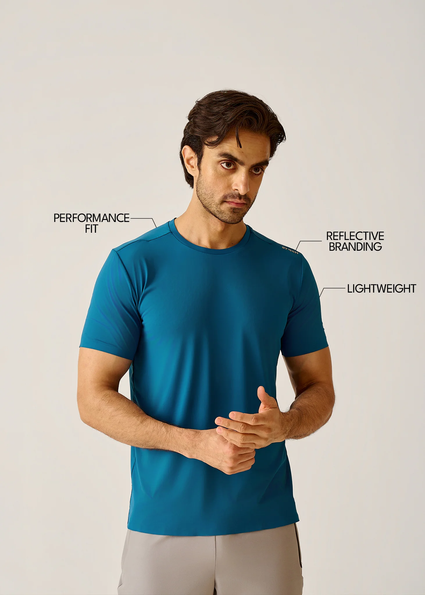 STRCHFLEX Active Core Tee Shirt - Teal Blue - Image 3